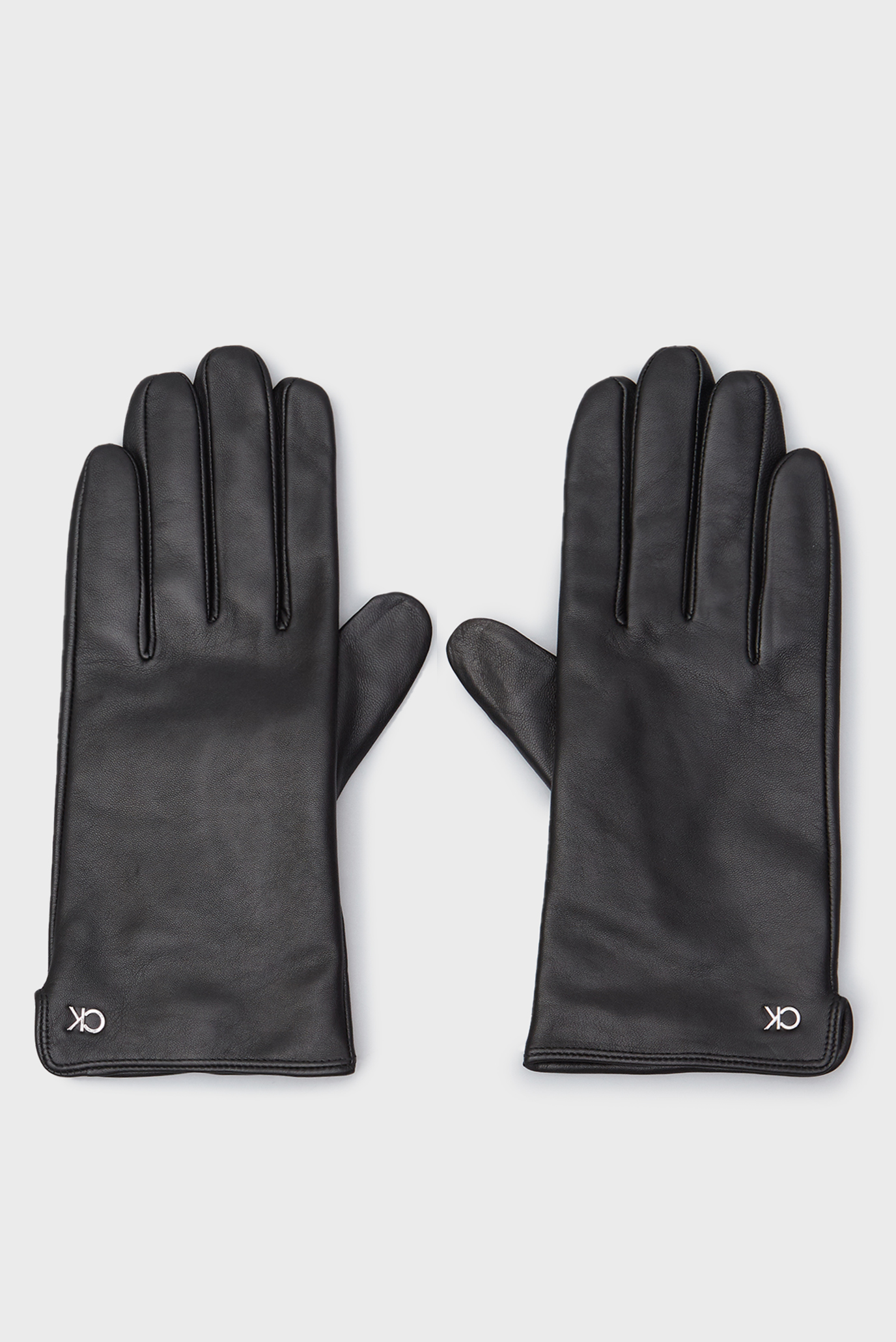 Жіночі чорні шкіряні рукавички CK METAL LEATHER GLOVES 1