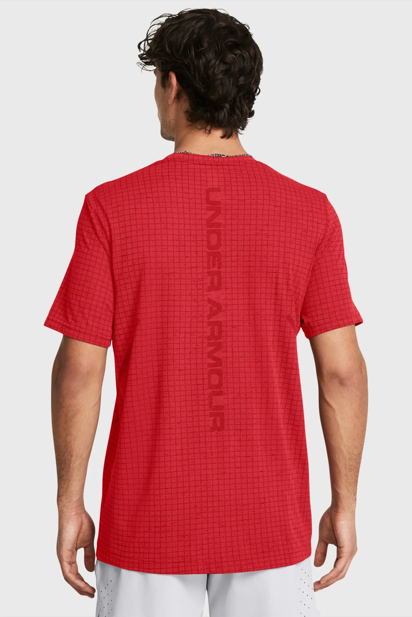 Чоловіча червона картата футболка UA Seamless Grid SS 2