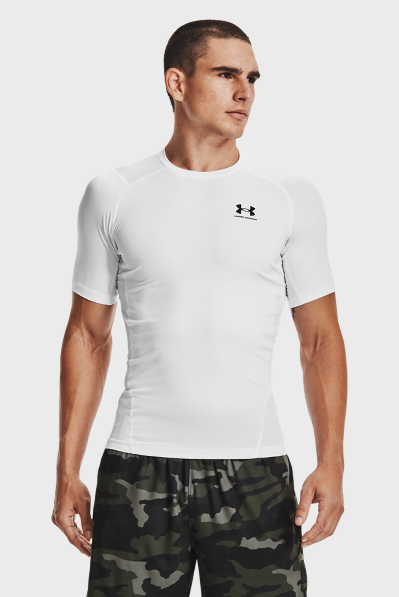 Чоловіча біла футболка UA HG Armour Comp SS-WHT 1