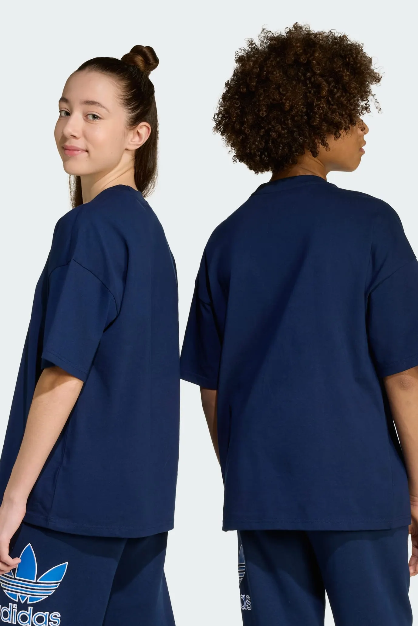 Детская темно-синяя футболка Oversize Trefoil 3