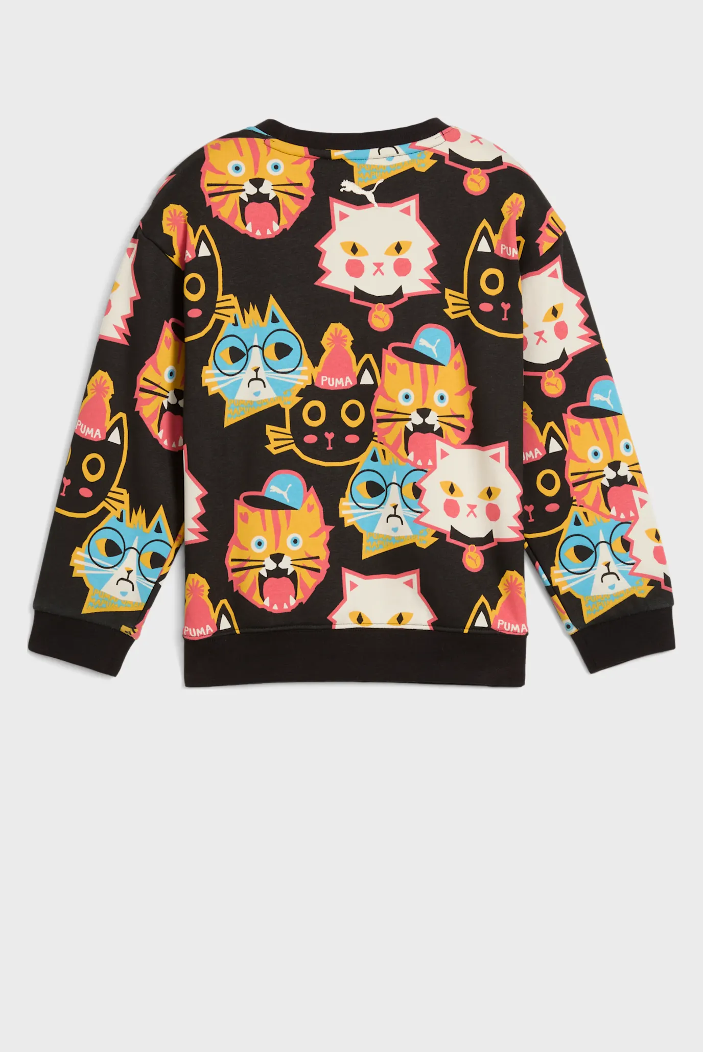 Детский черный свитшот с узором Moody Cat Crew Kids 6