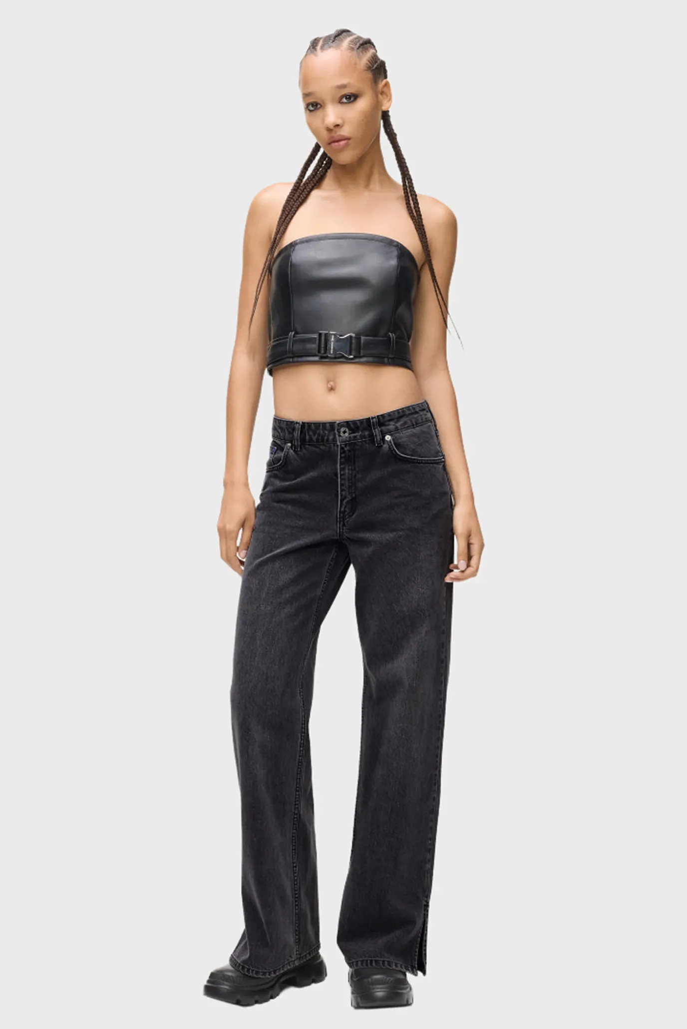 Женские черные джинсы wide leg 1