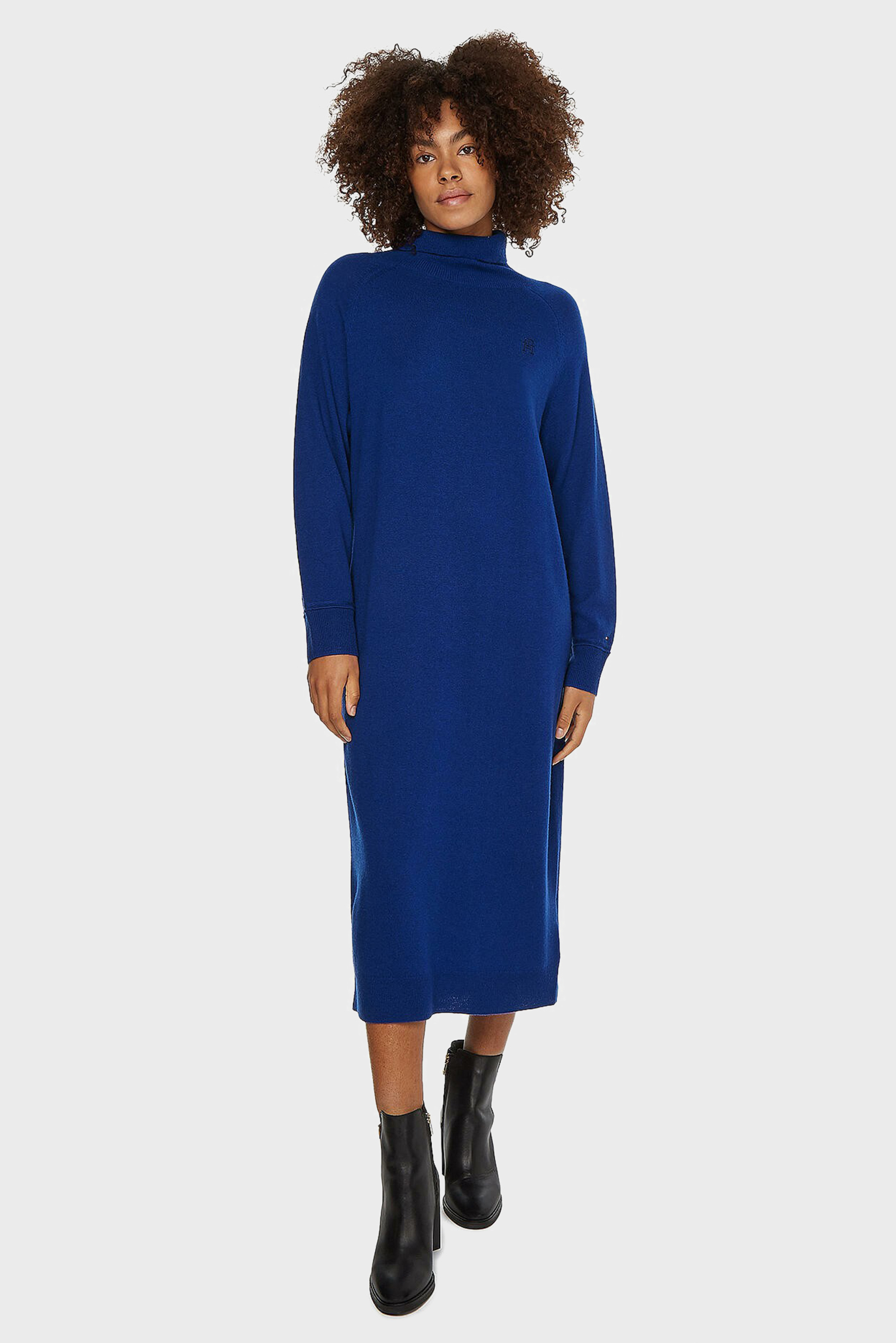 Женское синее шерстяное платье WOOL CASH 1