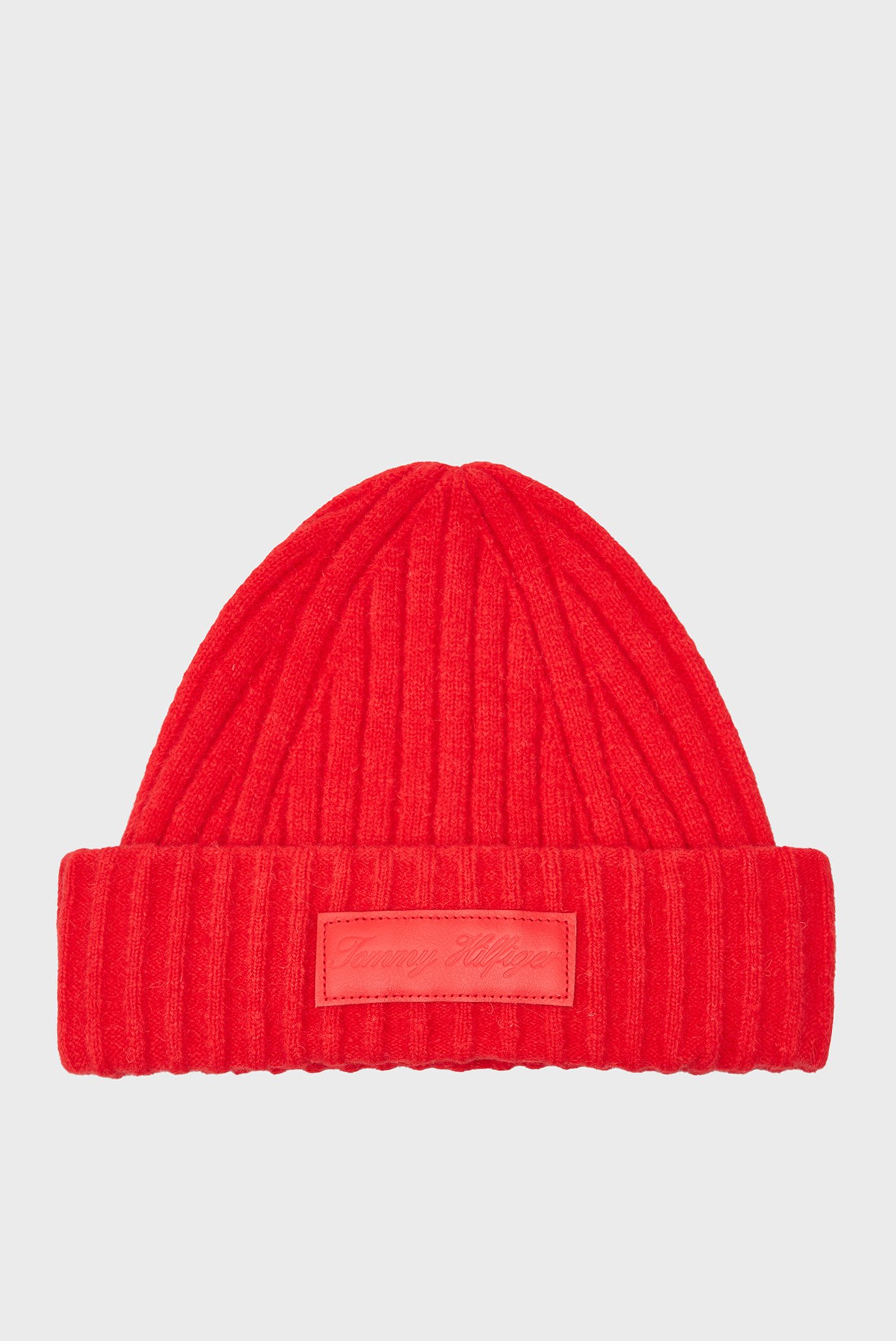 Женская красная шерстяная шапка TOMMY TWIST BEANIE 1