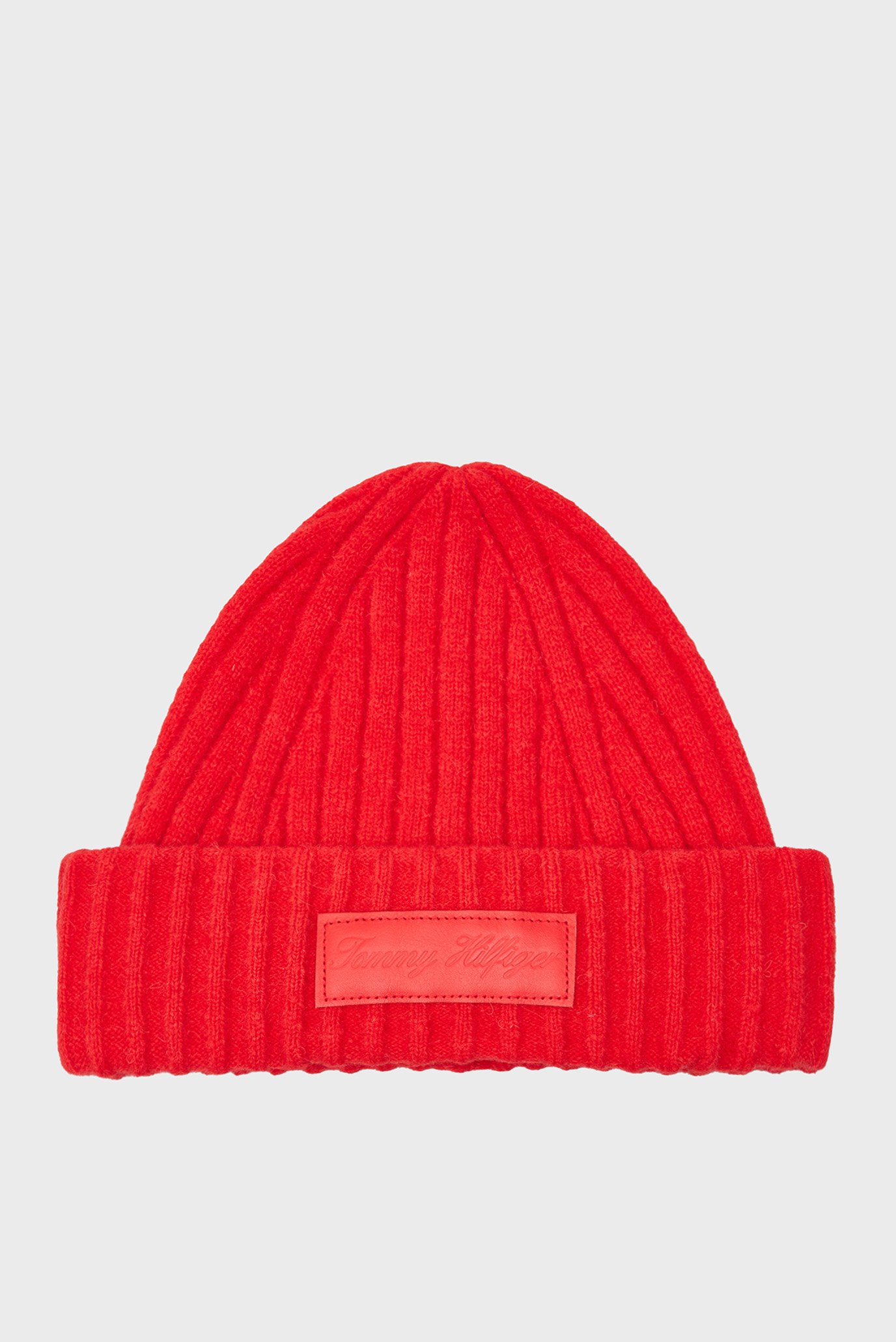 Жіноча червона вовняна шапка TOMMY TWIST BEANIE 1