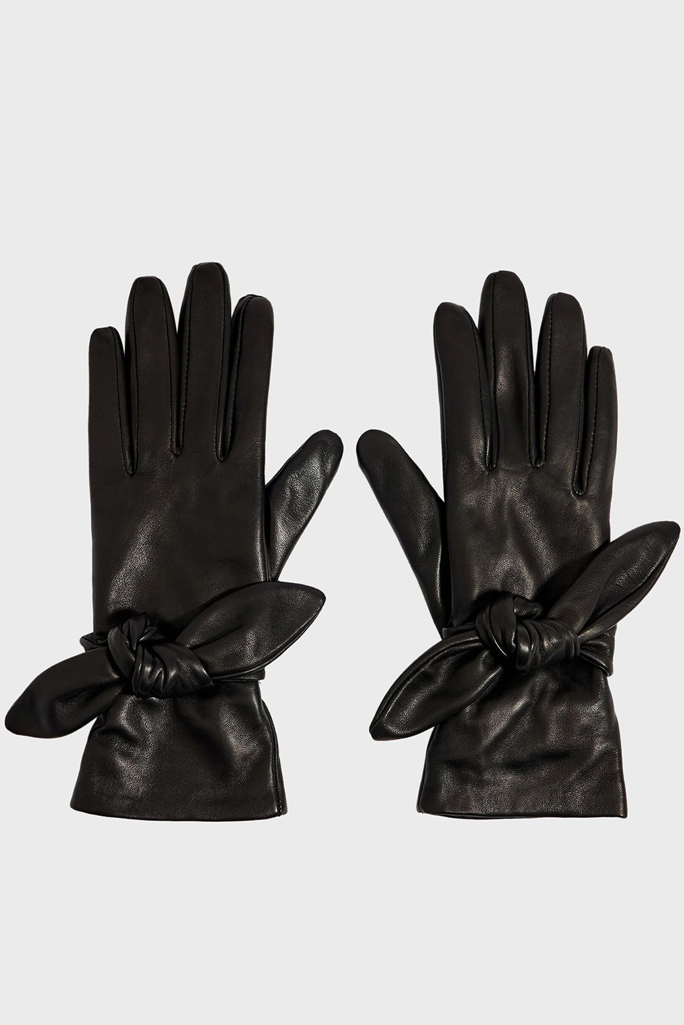 Женские черные кожаные перчатки 1