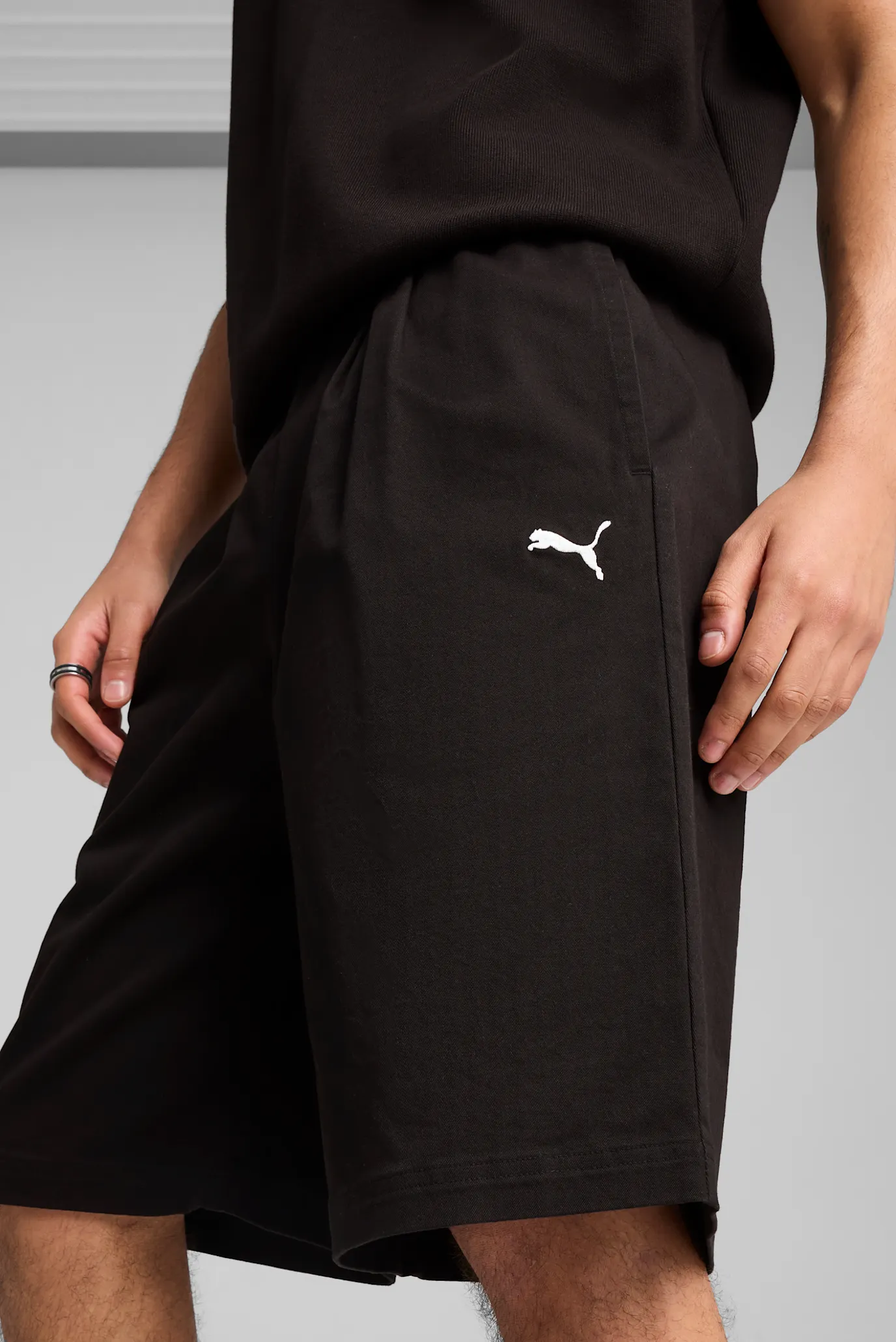 Чоловічі чорні шорти Wardrobe Essentials Woven Long Line Relaxed 11