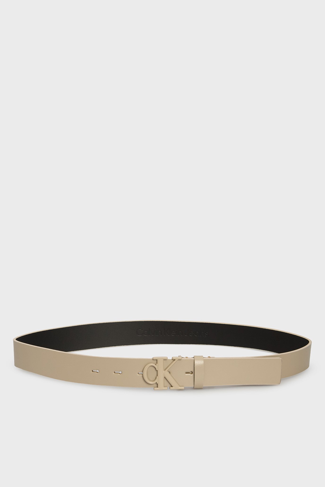 Жіночий бежевий шкіряний ремінь MONOGRAM TONAL PLAQUE BELT 30MM 1