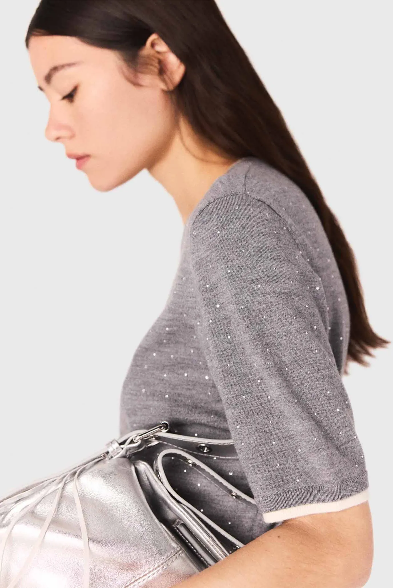 Жіночий сірий вовняний джемпер 5