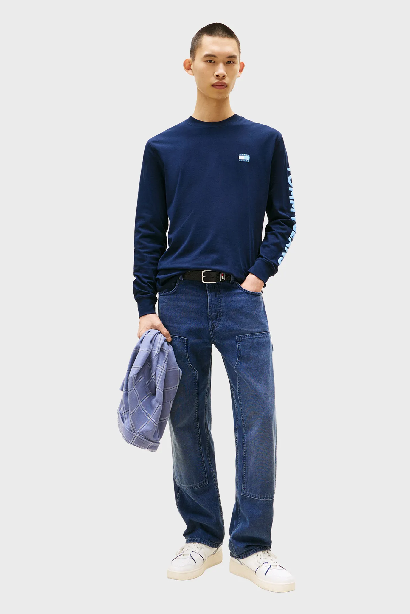 Мужской темно-синий лонгслив REG POP COL 2