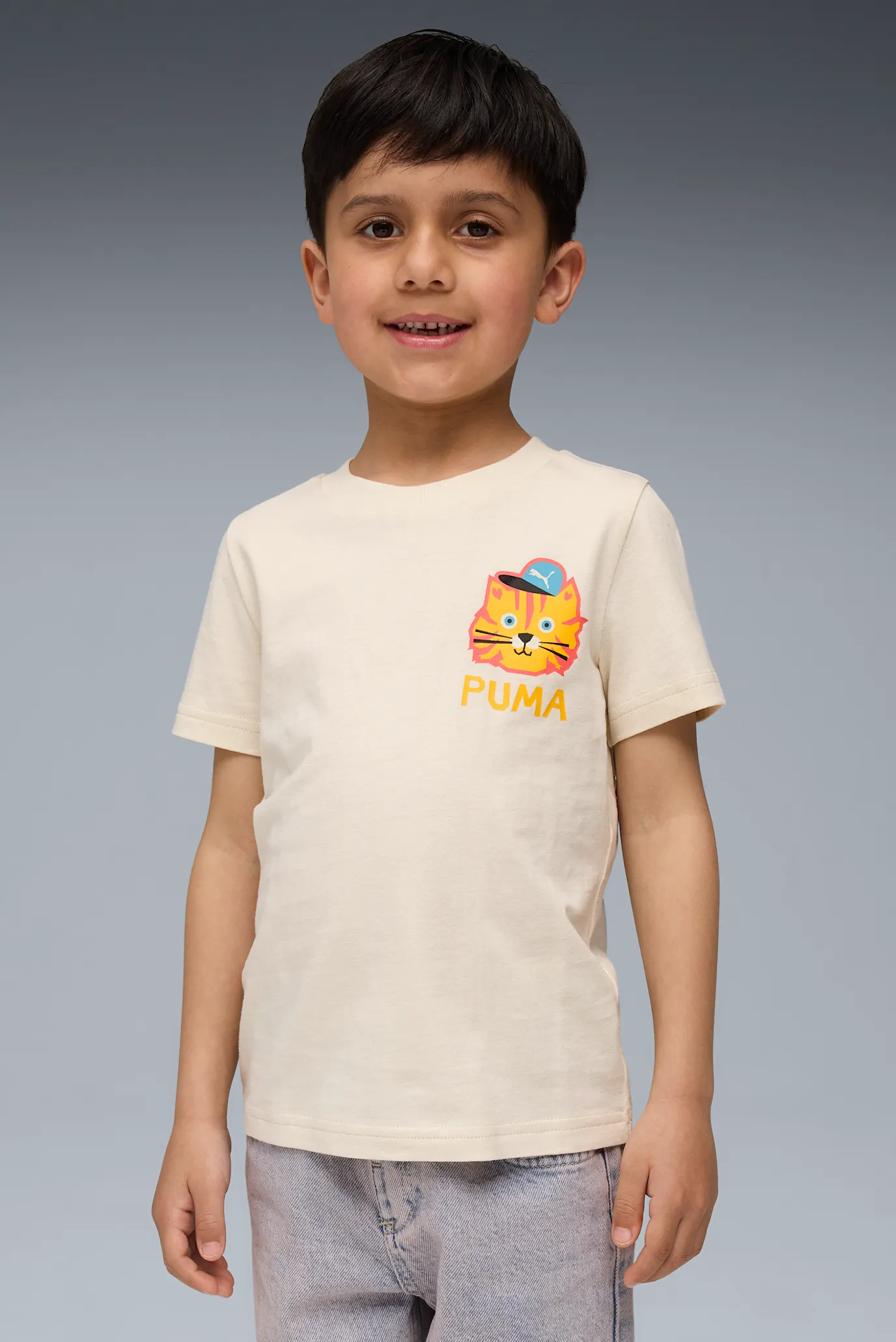 Дитяча бежева футболка Moody Cat Graphic Tee I Kids 1