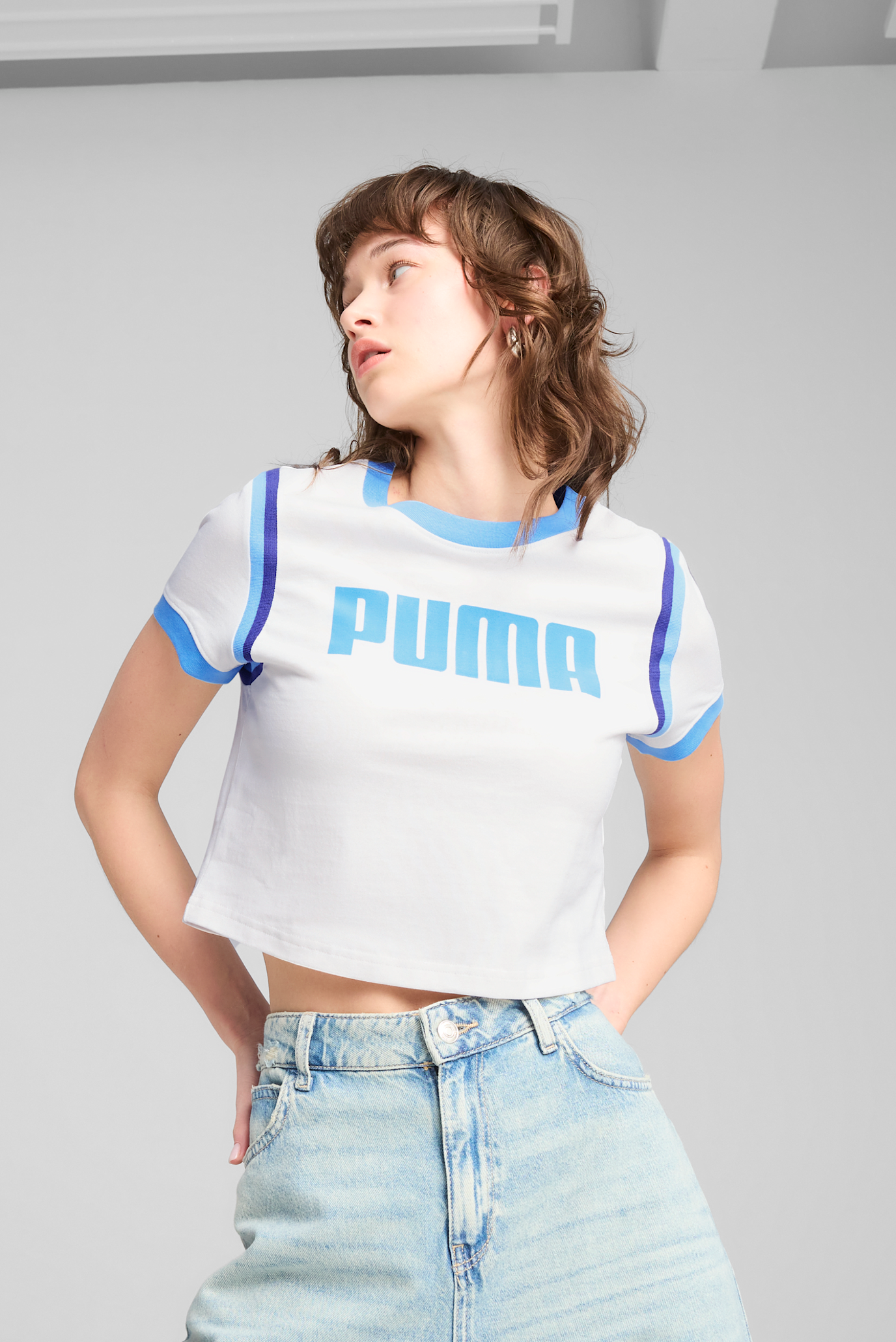 Женская белая футболка FUTURE.PUMA.ARCHIVE Graphic Baby Tee Women 1