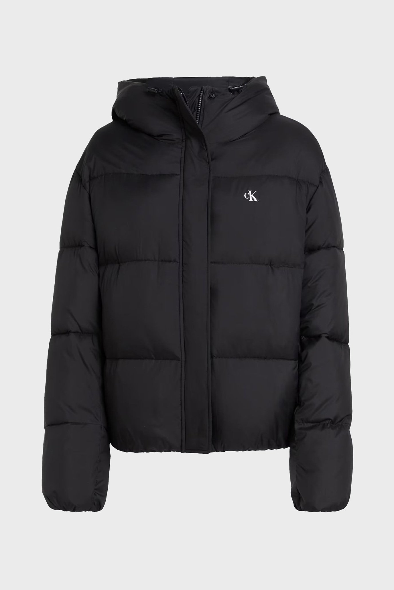 Жіноча чорна куртка LOGO SHORT HOODED PUFFER 1