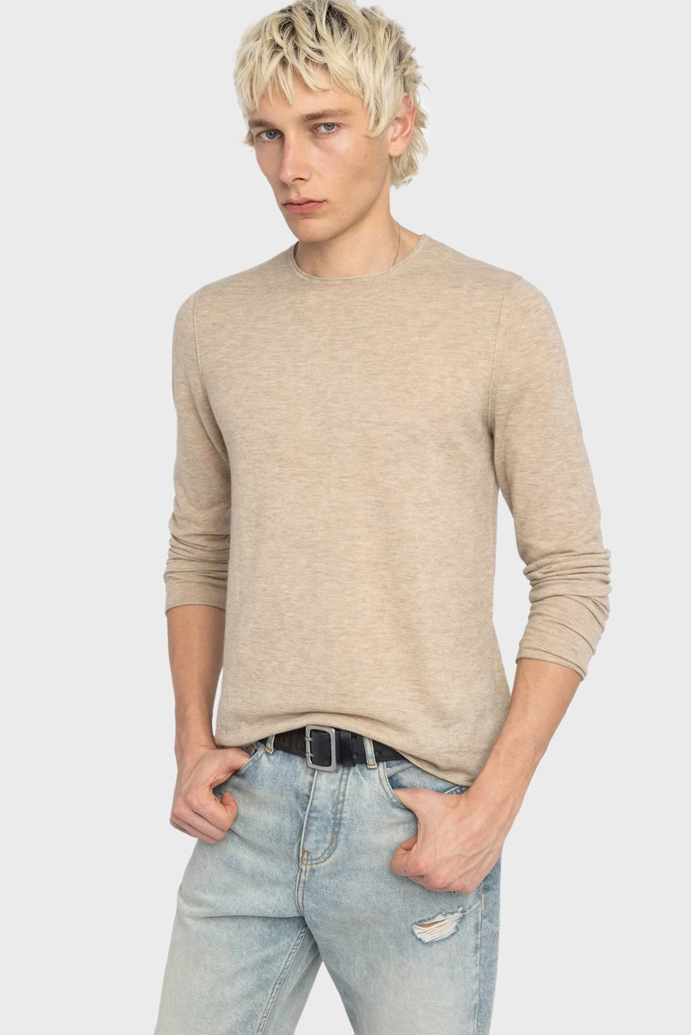 Мужской бежевый кашемировый джемпер Teiss Бежевый M ZADIG&VOLTAIRE KMSW01811_CREAM Мужской бежевый кашемировый джемпер Teiss Бежевый M ZADIG&VOLTAIRE KMSW01811_CREAM