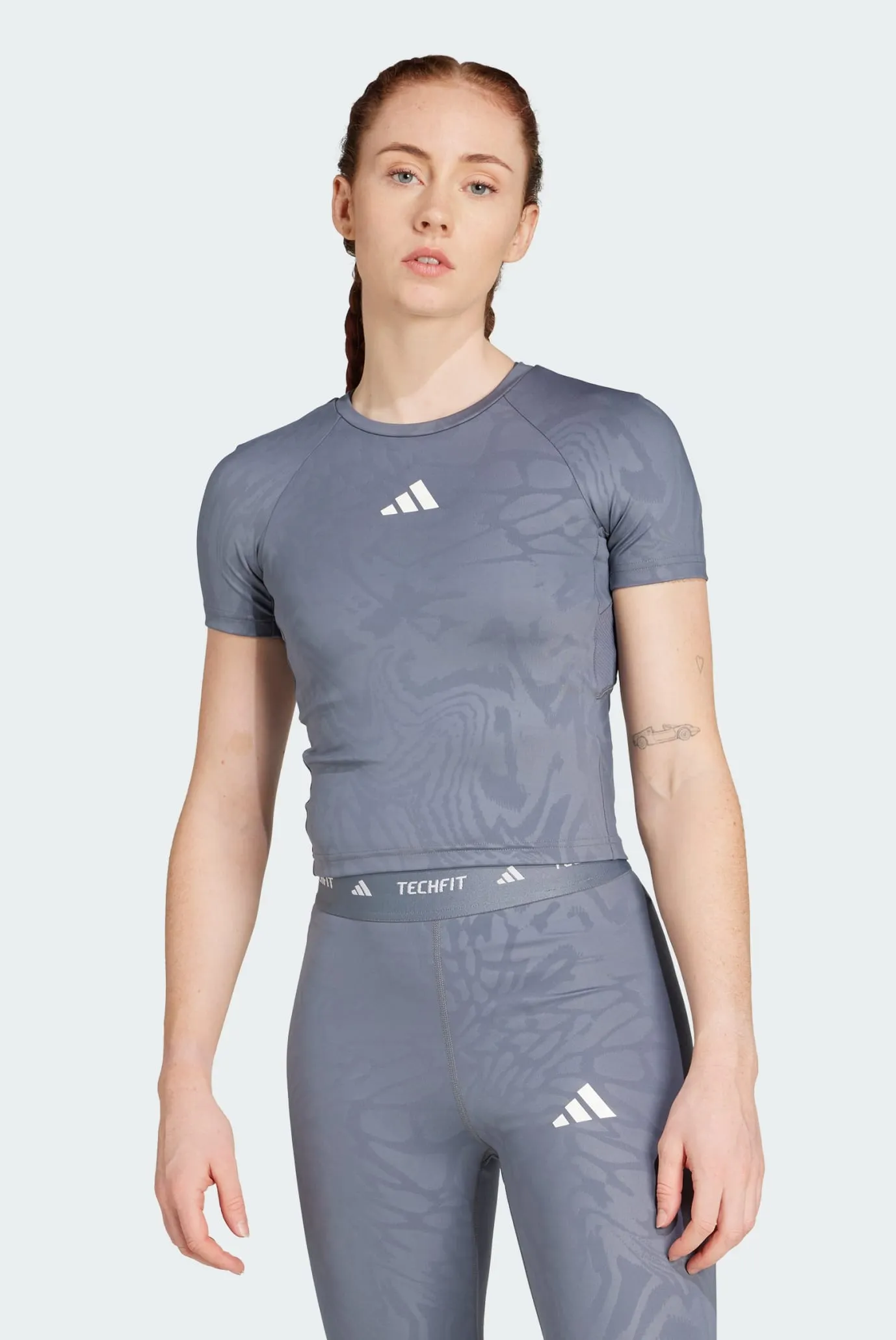 Женская серая футболка с узором Techfit Printed 1