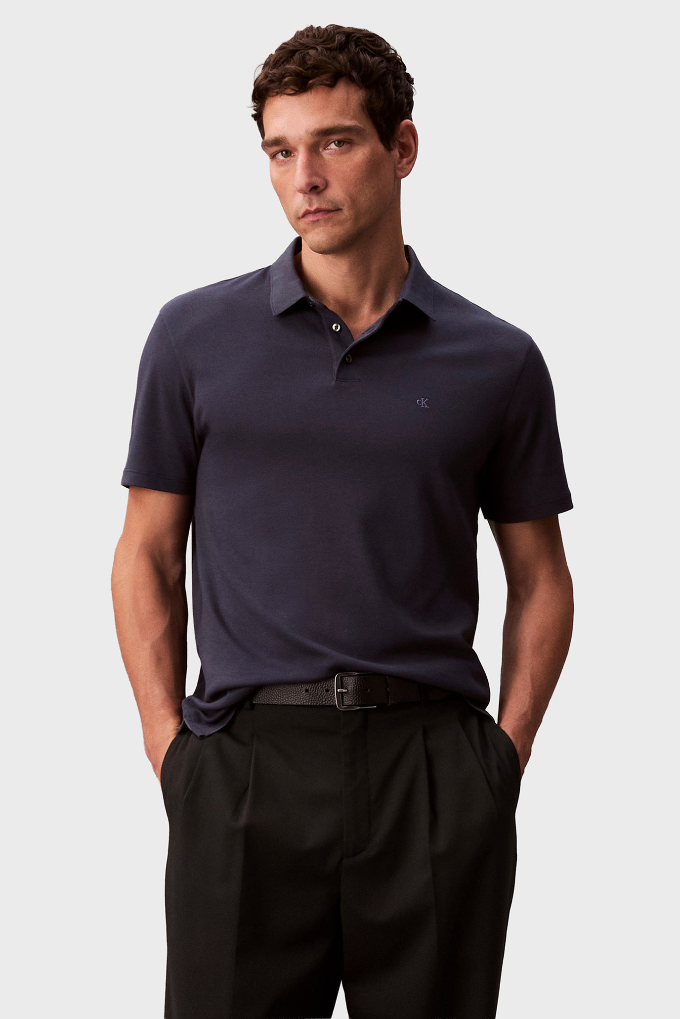 Мужское темно-синее поло SUPIMA Синий XXL Calvin Klein LV04LB276G Мужское темно-синее поло SUPIMA Синий XXL Calvin Klein LV04LB276G