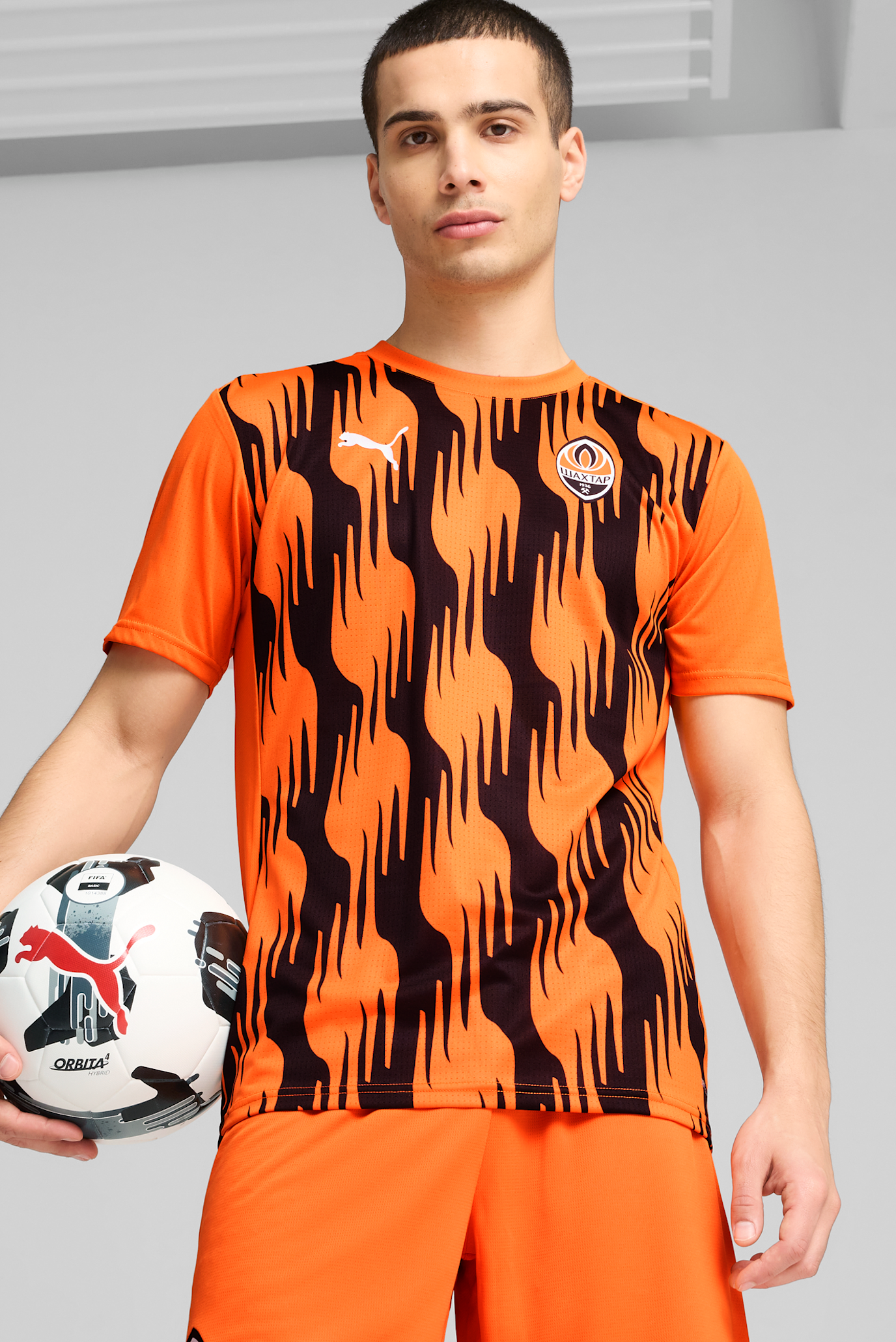 Мужская оранжевая футболка с узором FC Shakhtar Donetsk Pre-match Short Sleeve Jersey Men 1