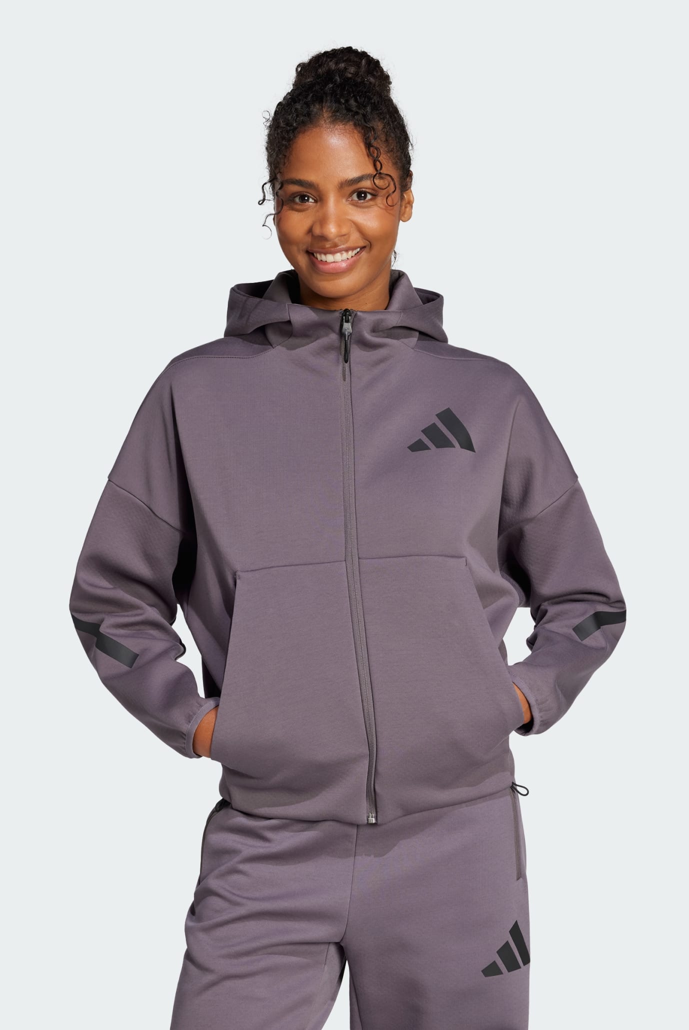 Женское темно-серое худи adidas Z.N.E. Full-Zip 1