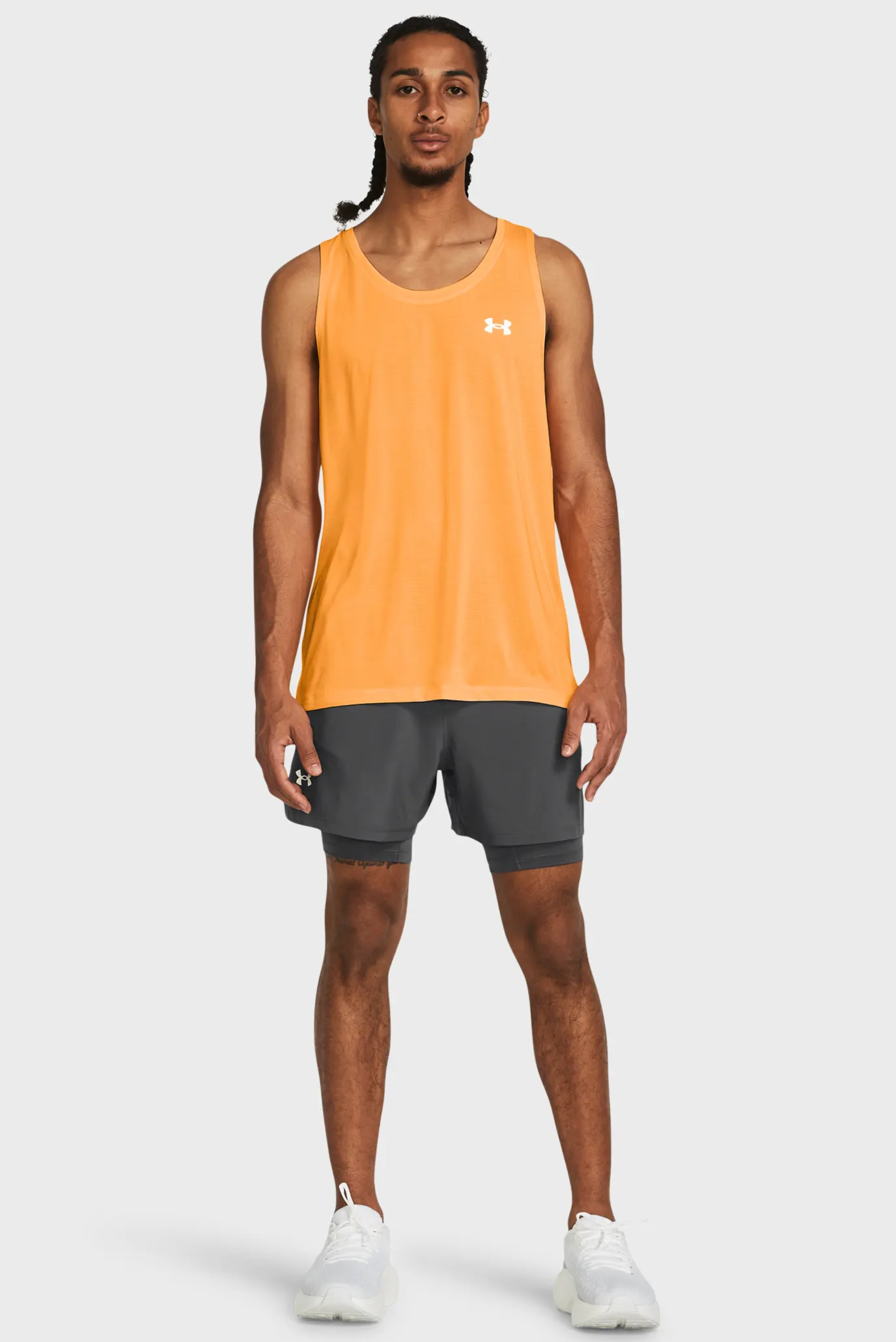 Чоловіча помаранчева майка UA LAUNCH SINGLET 2