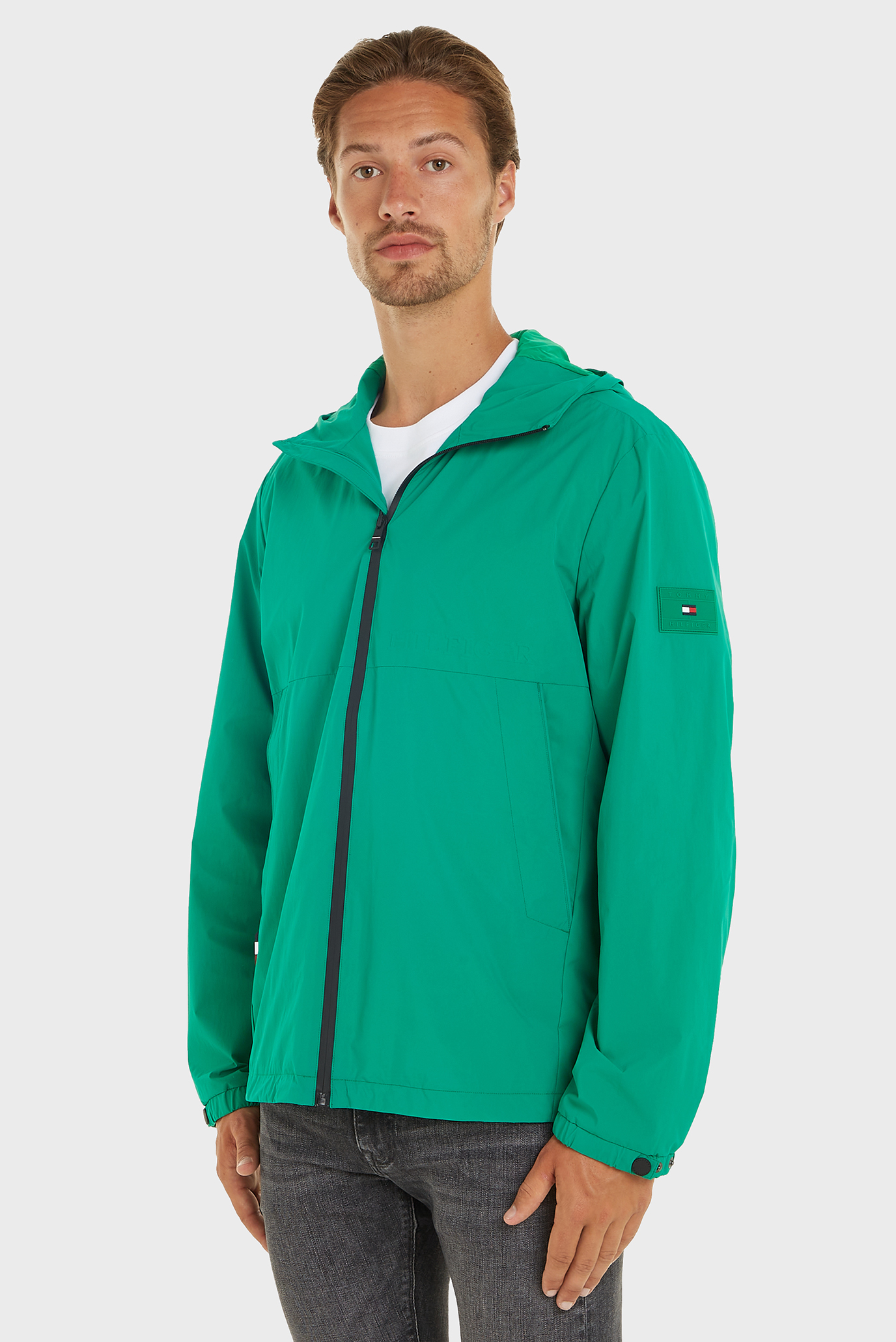 Мужская зеленая ветровка PORTLAND HOODED JACKET Зеленый L Tommy Hilfiger MW0MW34456 Мужская зеленая ветровка PORTLAND HOODED JACKET Зеленый L Tommy Hilfiger MW0MW34456