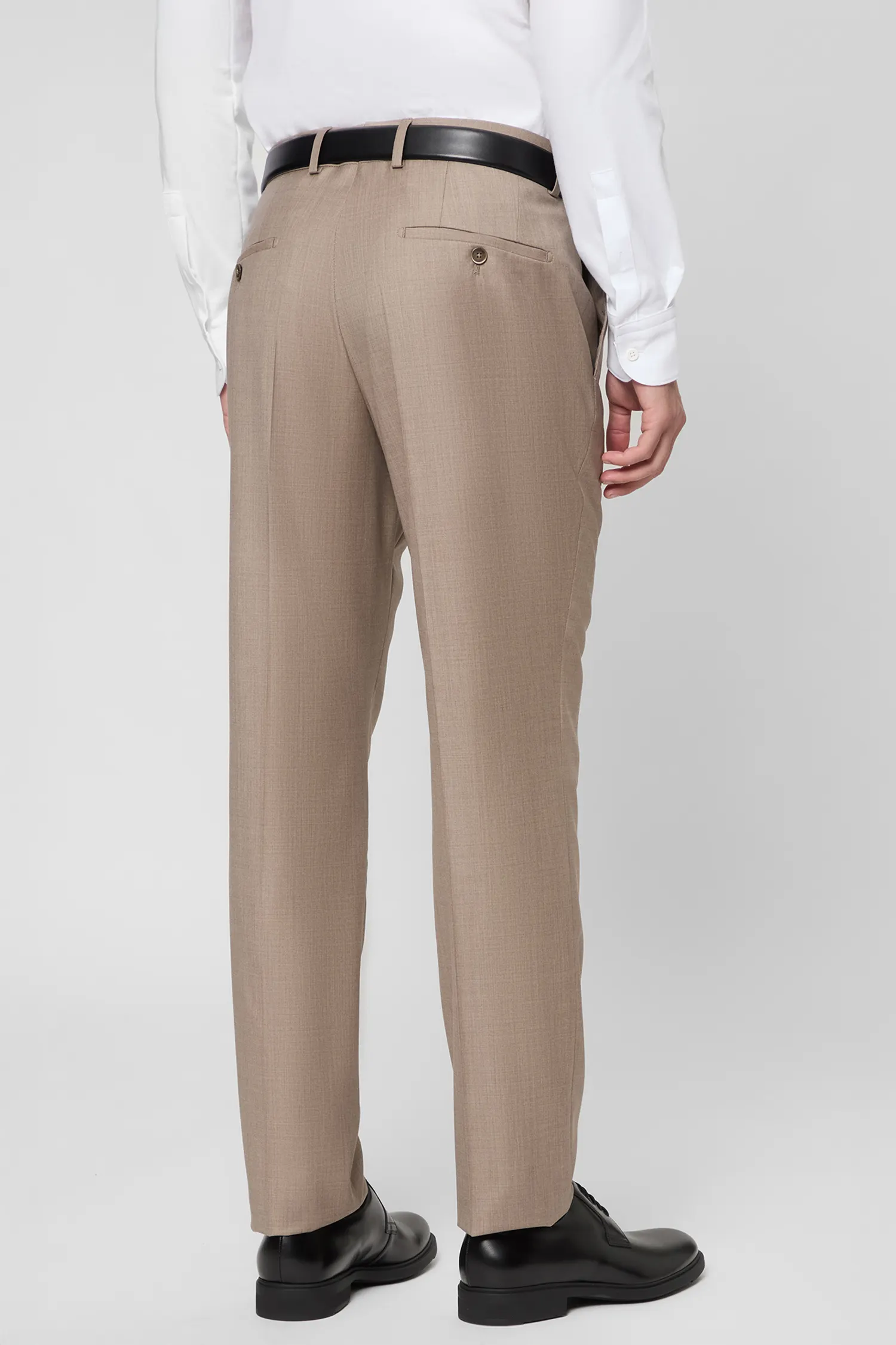 Мужской бежевый шерстяной костюм (пиджак, брюки) 5