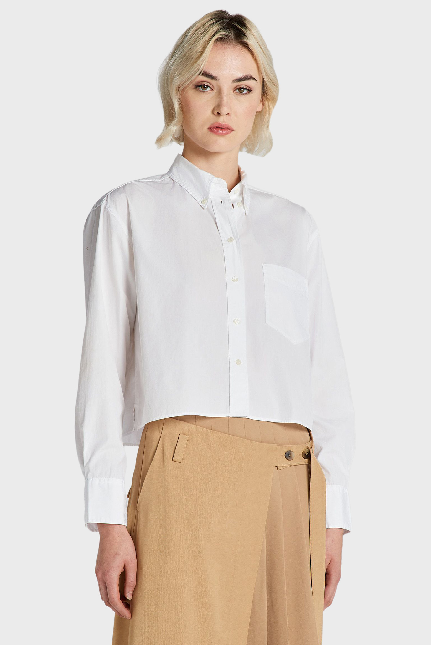 Женская белая рубашка REL CROPPED 1