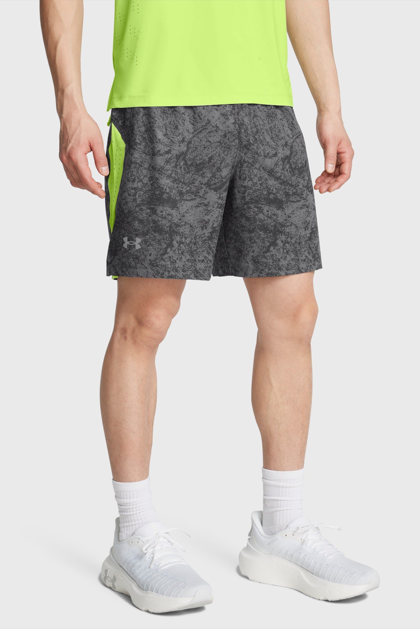 Чоловічі сірі шорти UA LAUNCH PRO 7'' PRINTED SHORTS 1