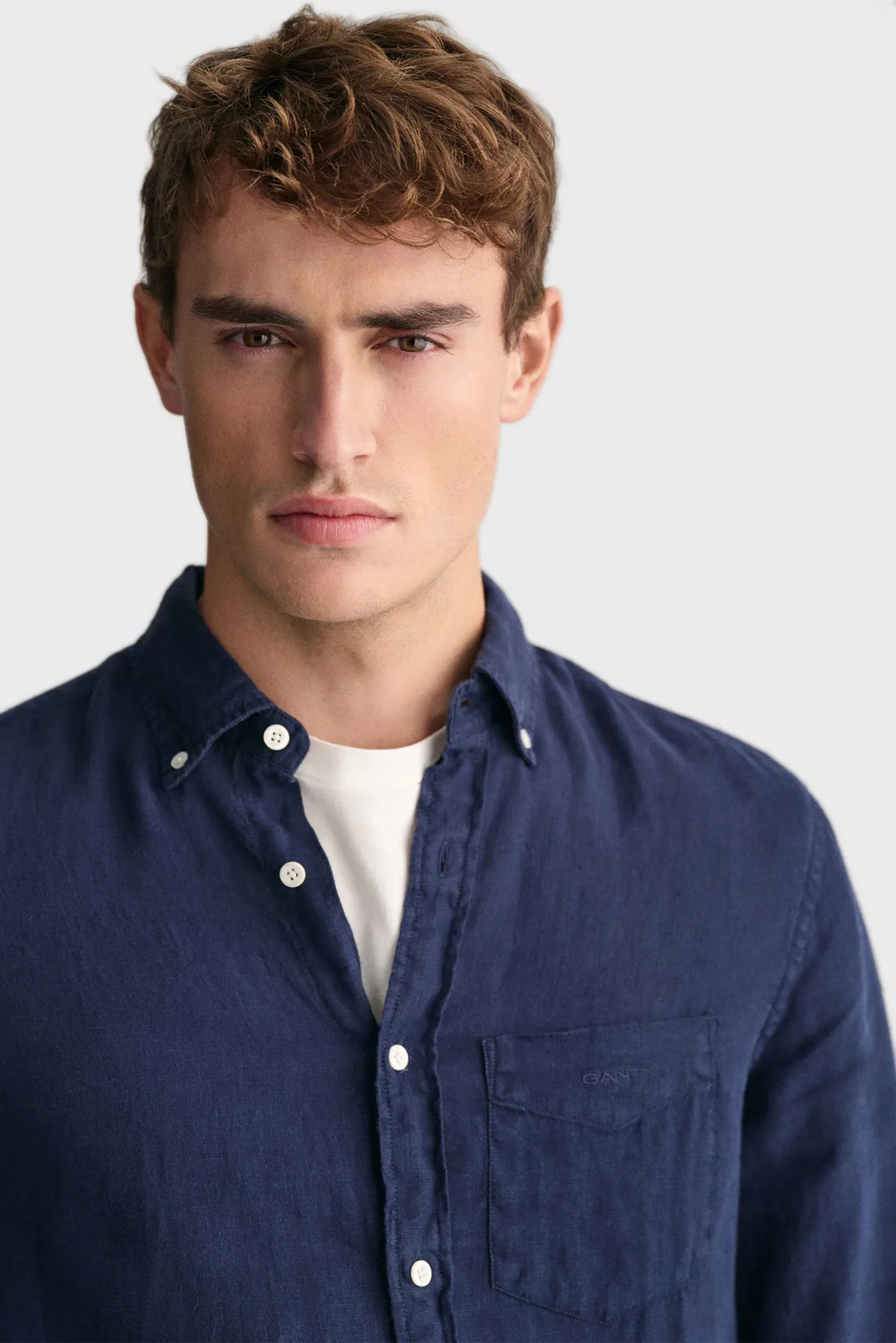 Мужская темно-синяя льняная рубашка REG GMNT DYED LINEN 4