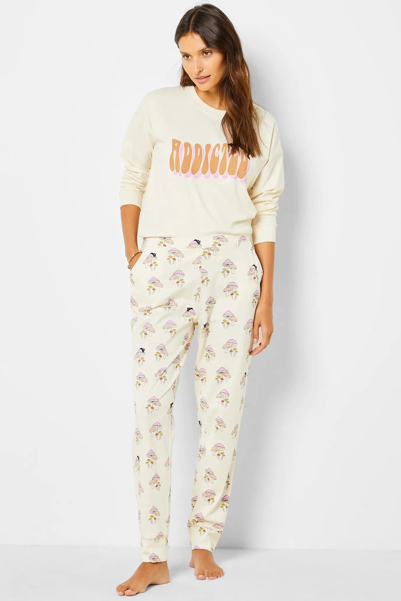 Женские бежевые брюки с узором CETANE 2