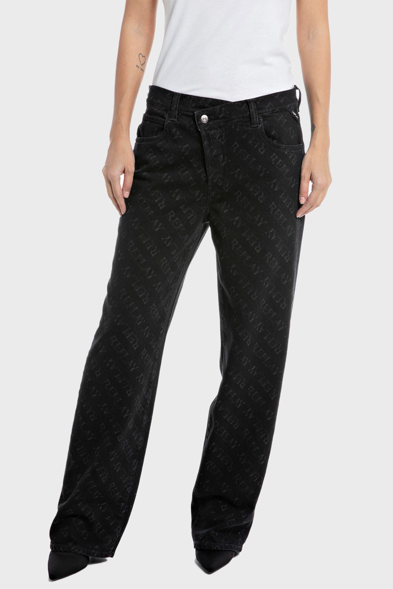 Жіночі чорні джинси з візерунком ZELMAA 1