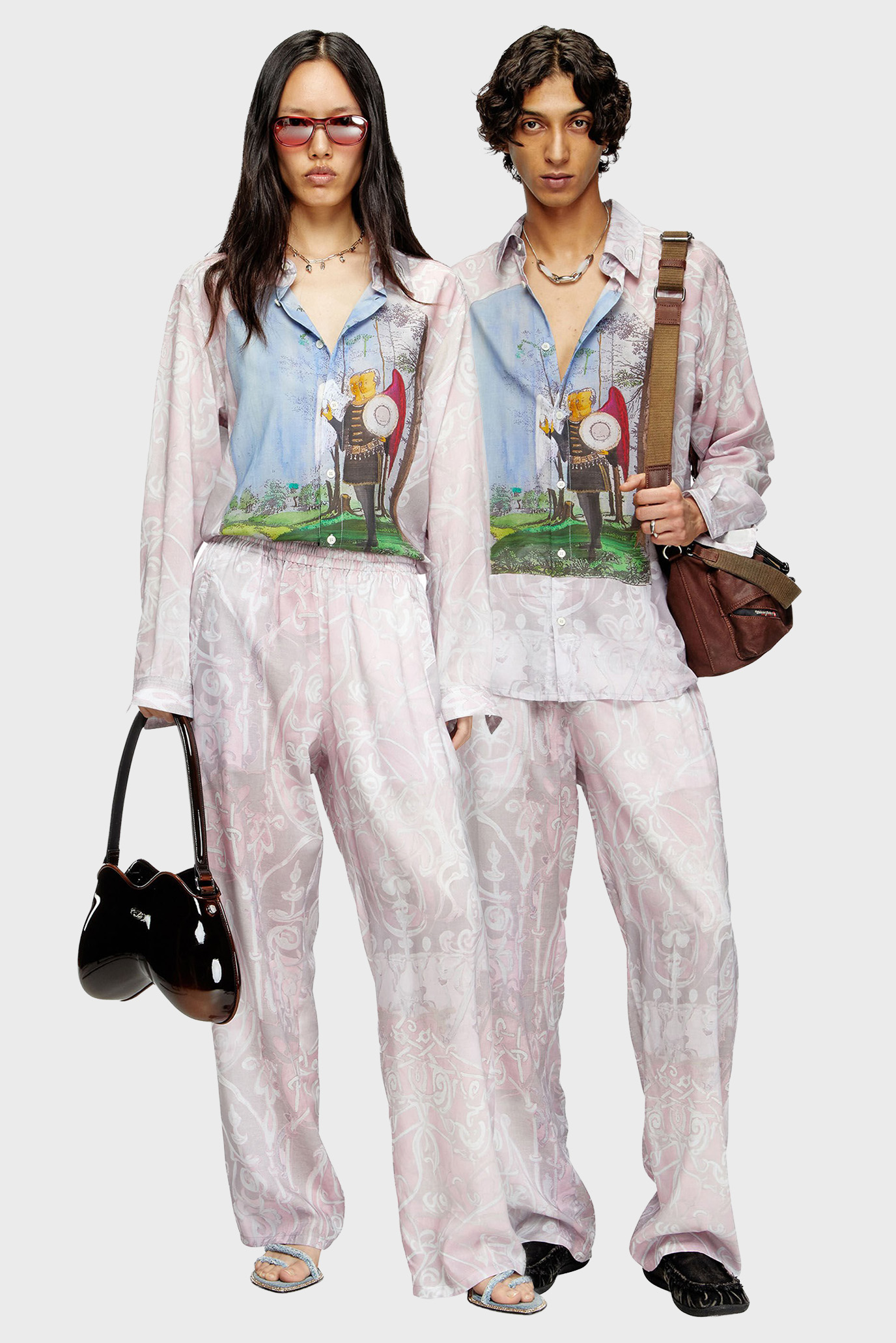 Пудровые брюки с узором P-THECK-A-AJFW (унисекс) Розовый XS Diesel A19566 0AJFW Пудровые брюки с узором P-THECK-A-AJFW (унисекс) Розовый XS Diesel A19566 0AJFW