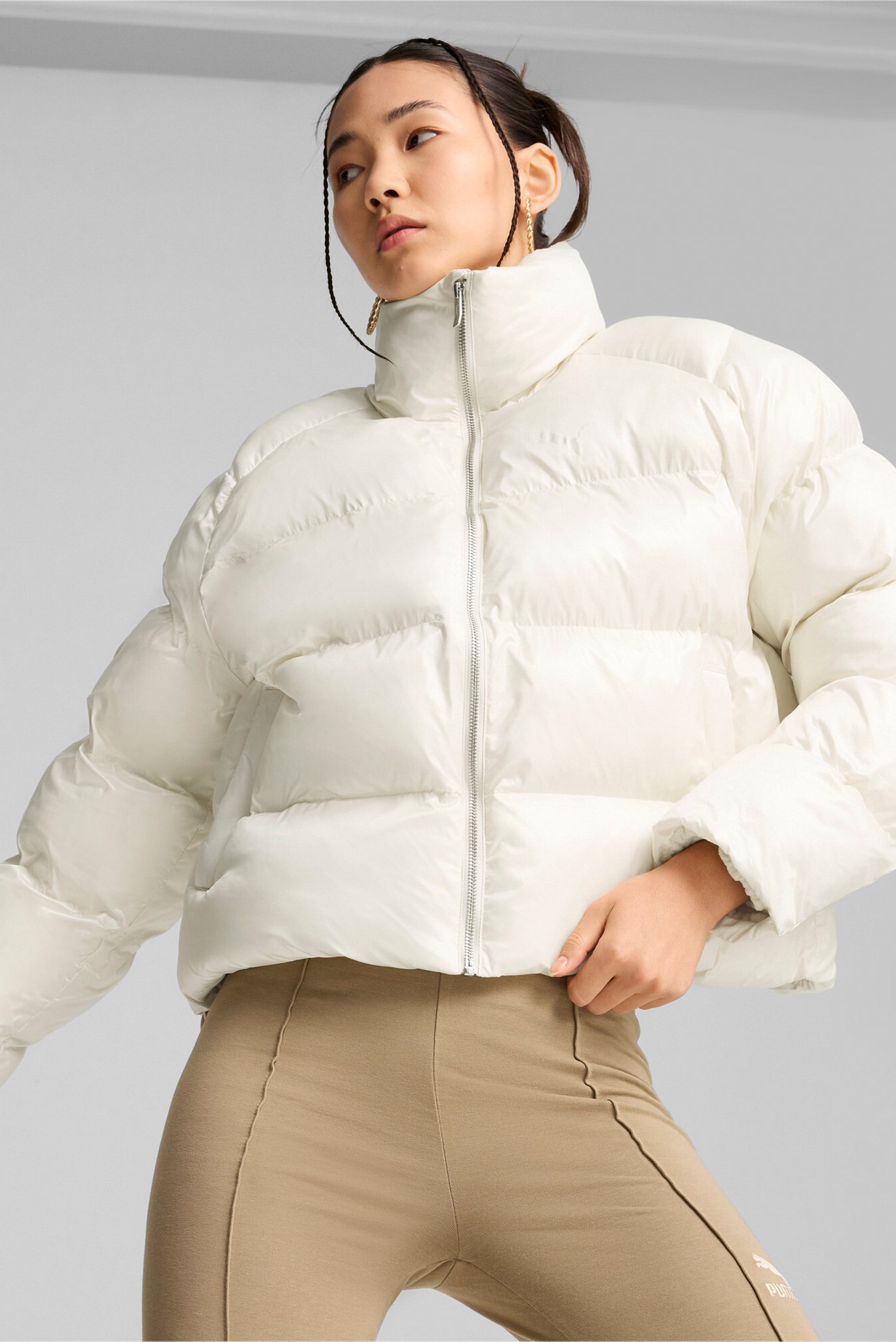 Жіноча біла куртка Shiny Puffer Jacket Women 1