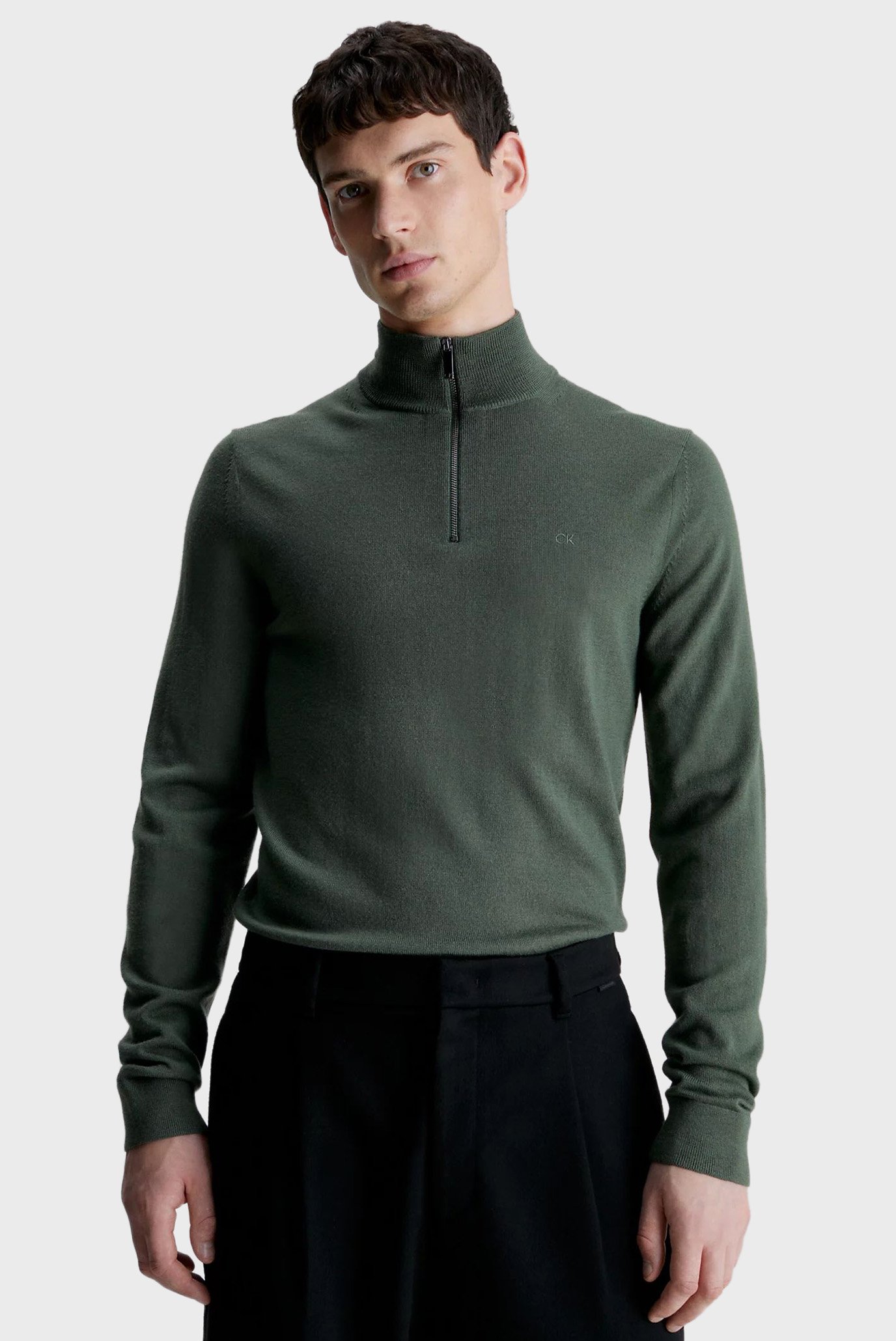 Чоловіча зелена вовняна кофта MERINO QUARTER ZIP 1