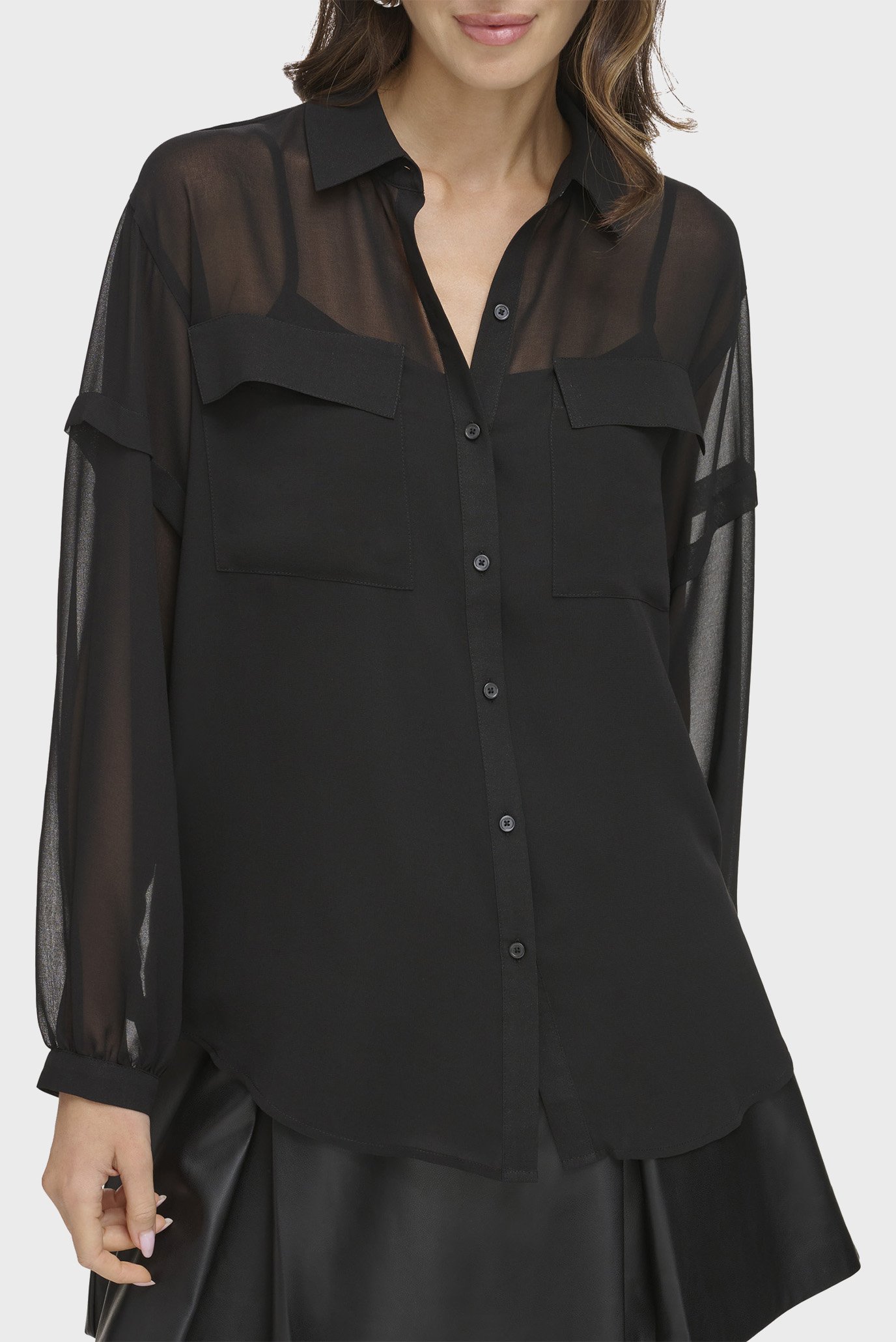 Женская черная блуза Черный L DKNY P3KMGV44 Женская черная блуза Черный L DKNY P3KMGV44
