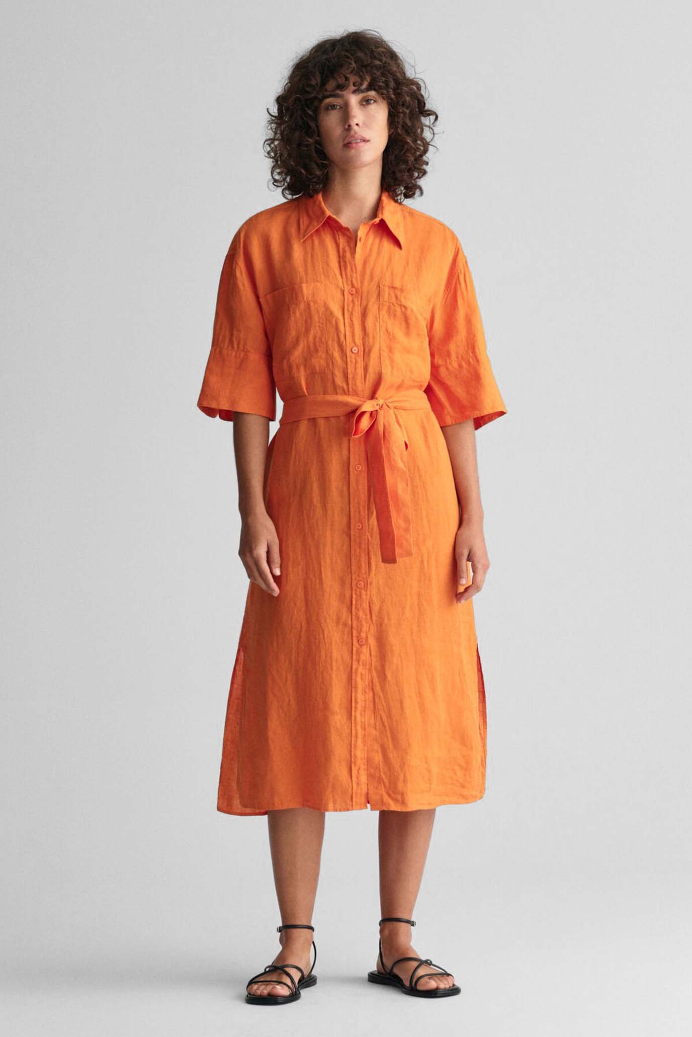 Жіноча помаранчева лляна сукня REL LINEN SS SHIRT DRESS 1