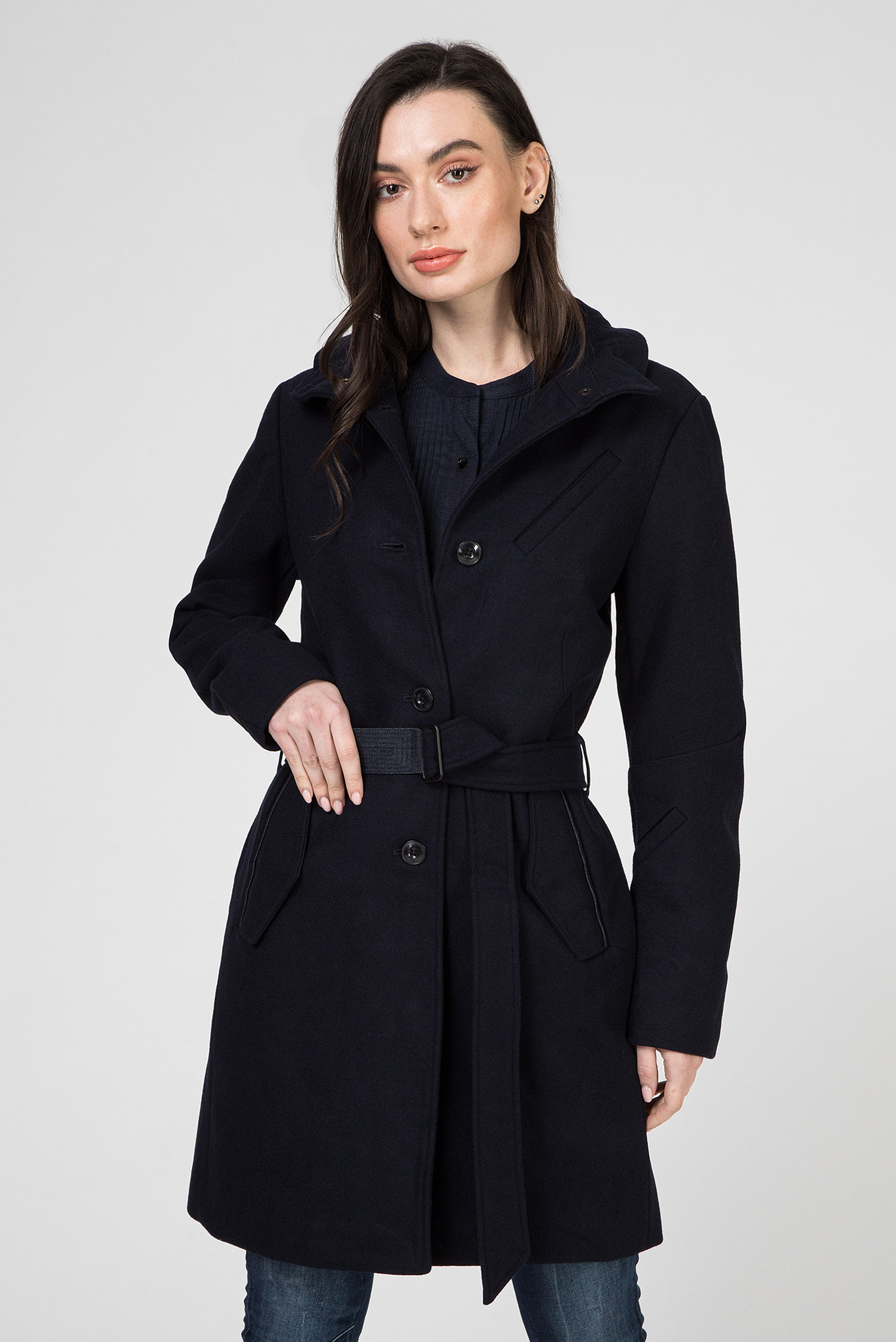 Женское темно-синее шерстяное пальто Empral G-Star RAW D15156,7275 — MD-Fashion