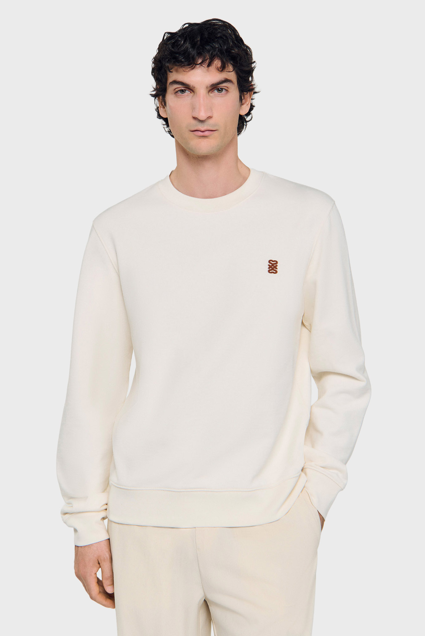 Мужской белый свитшот Белый L Sandro SHPSW00748_Butter cream Мужской белый свитшот Белый L Sandro SHPSW00748_Butter cream