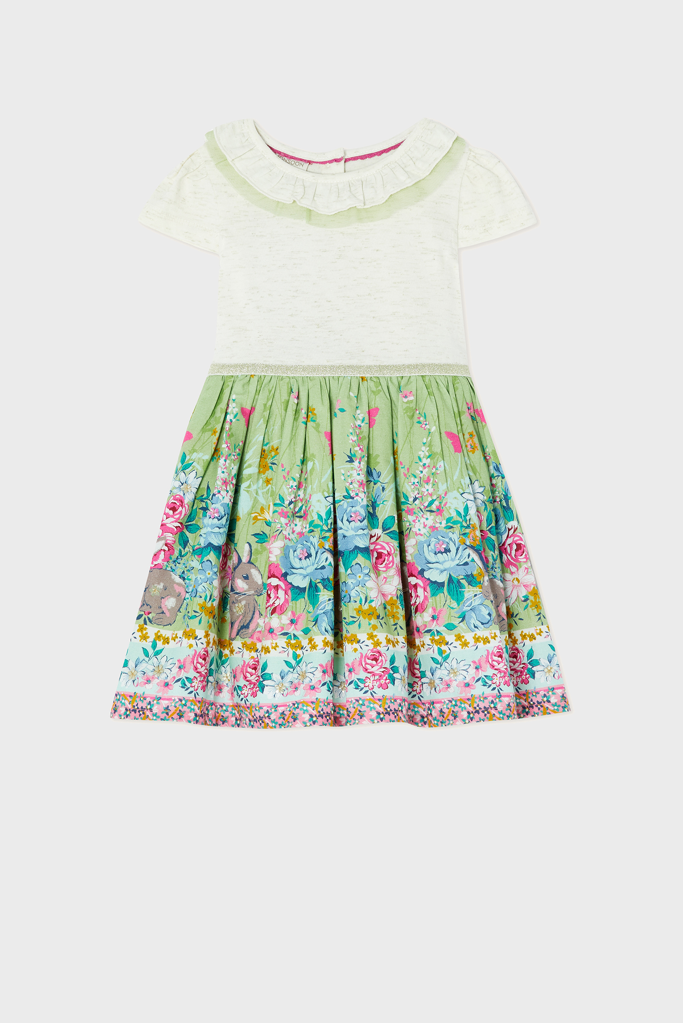 Детское зеленое платье BABY BUNNY & FLORAL 1
