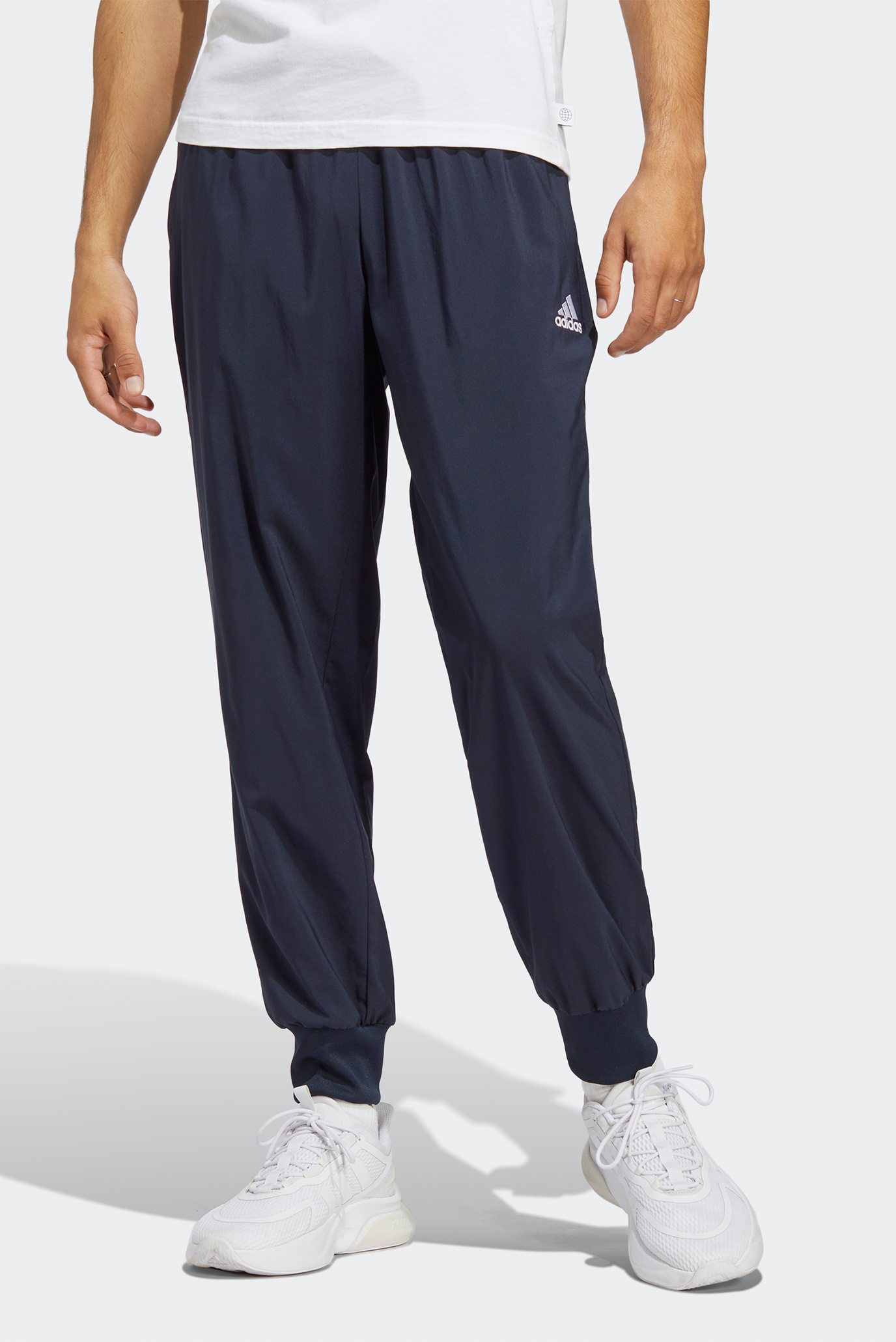 Мужские темно-синие спортивные брюки AEROREADY Essentials Stanford Tapered Cuff Embroidered Small Logo 1