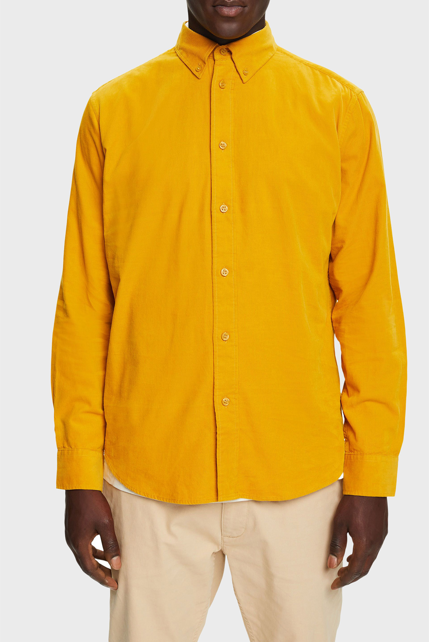 Мужская желтая вельветовая рубашка 1