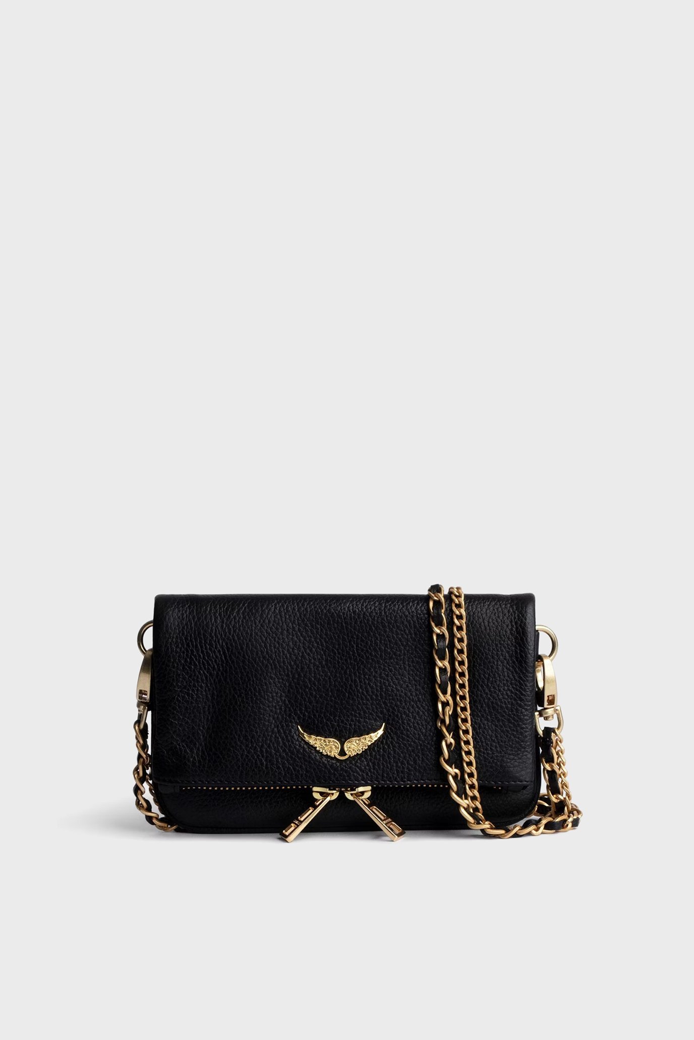 Женский черный кожаный клатч Rock Nano Черный ONESIZE ZADIG&VOLTAIRE LWBA03975_BLACK GOLD Женский черный кожаный клатч Rock Nano Черный ONESIZE ZADIG&VOLTAIRE LWBA03975_BLACK GOLD
