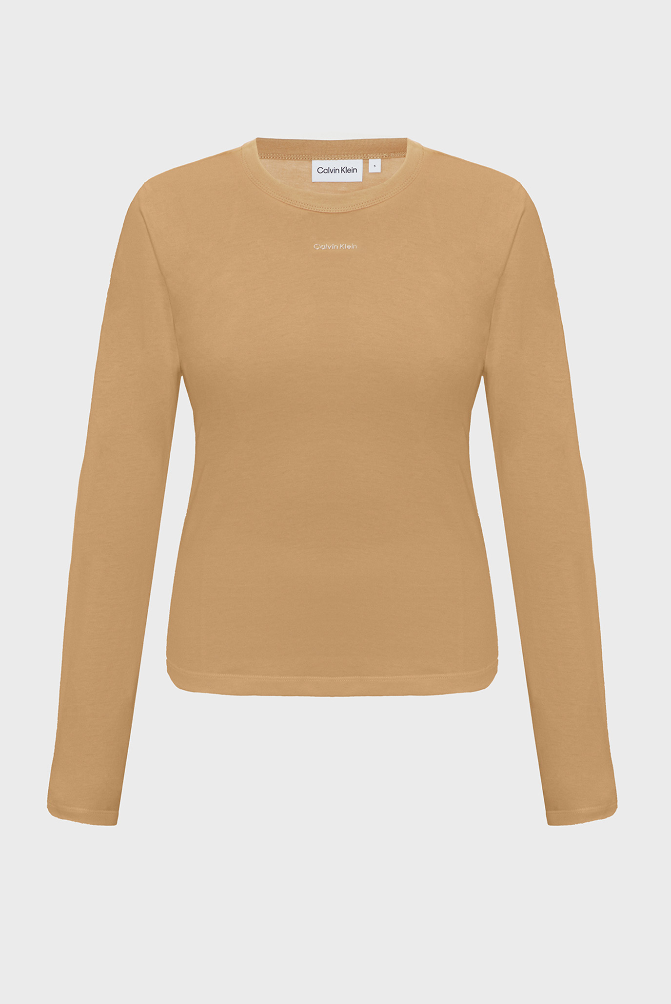 Женский бежевый лонгслив NANO LOGO SLIM LS Бежевый L Calvin Klein K20K207572 Женский бежевый лонгслив NANO LOGO SLIM LS Бежевый L Calvin Klein K20K207572