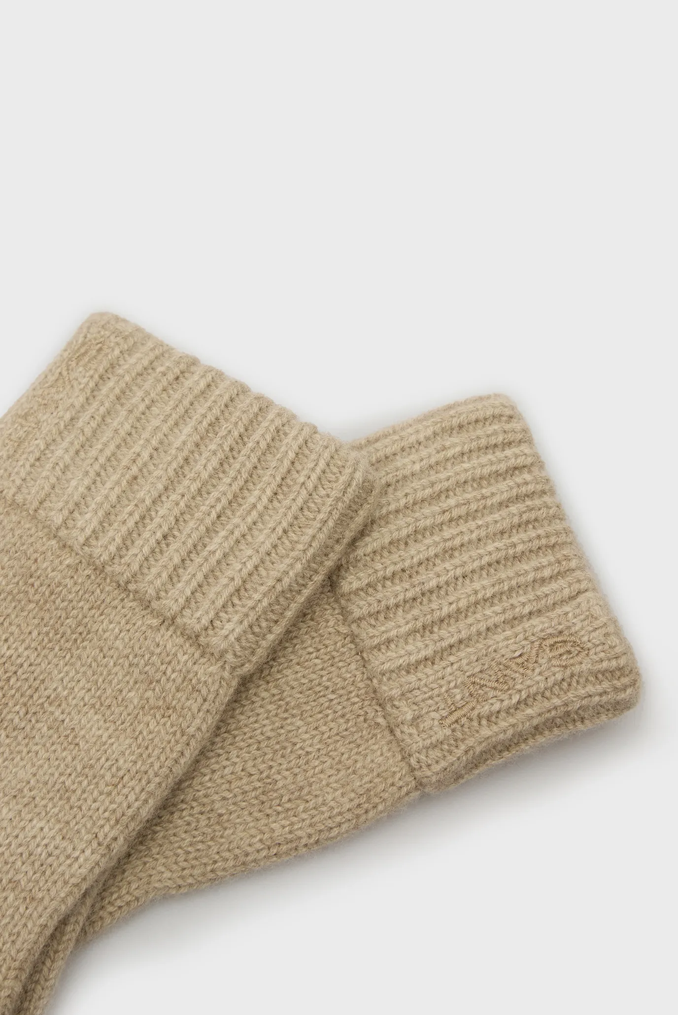 Женские бежевые шерстяные перчатки WOOL KNITTED GLOVES 3