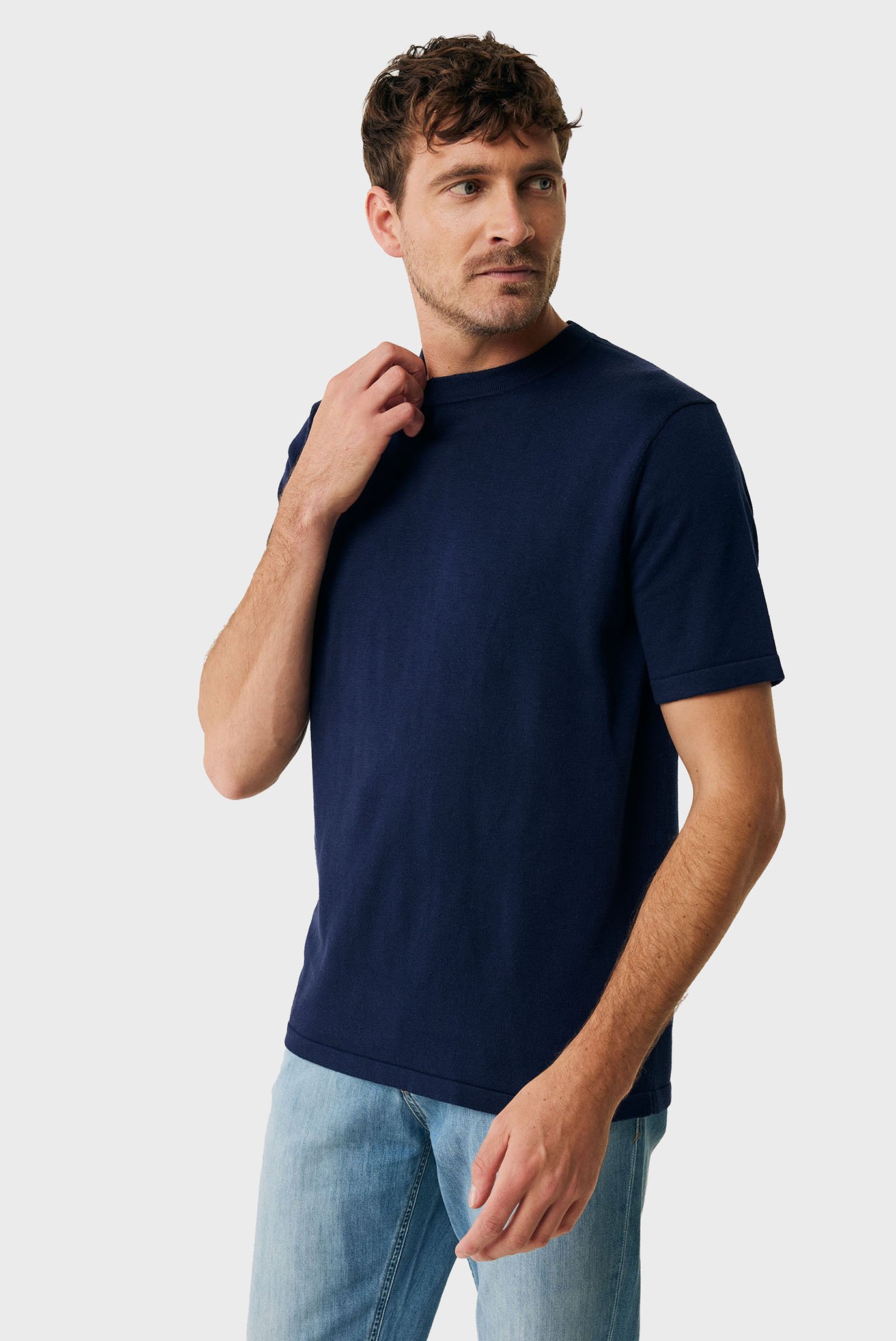 Мужской темно-синий джемпер LORENZO Premium knit t-shirt Синий S Mexx MF006601551M Мужской темно-синий джемпер LORENZO Premium knit t-shirt Синий S Mexx MF006601551M