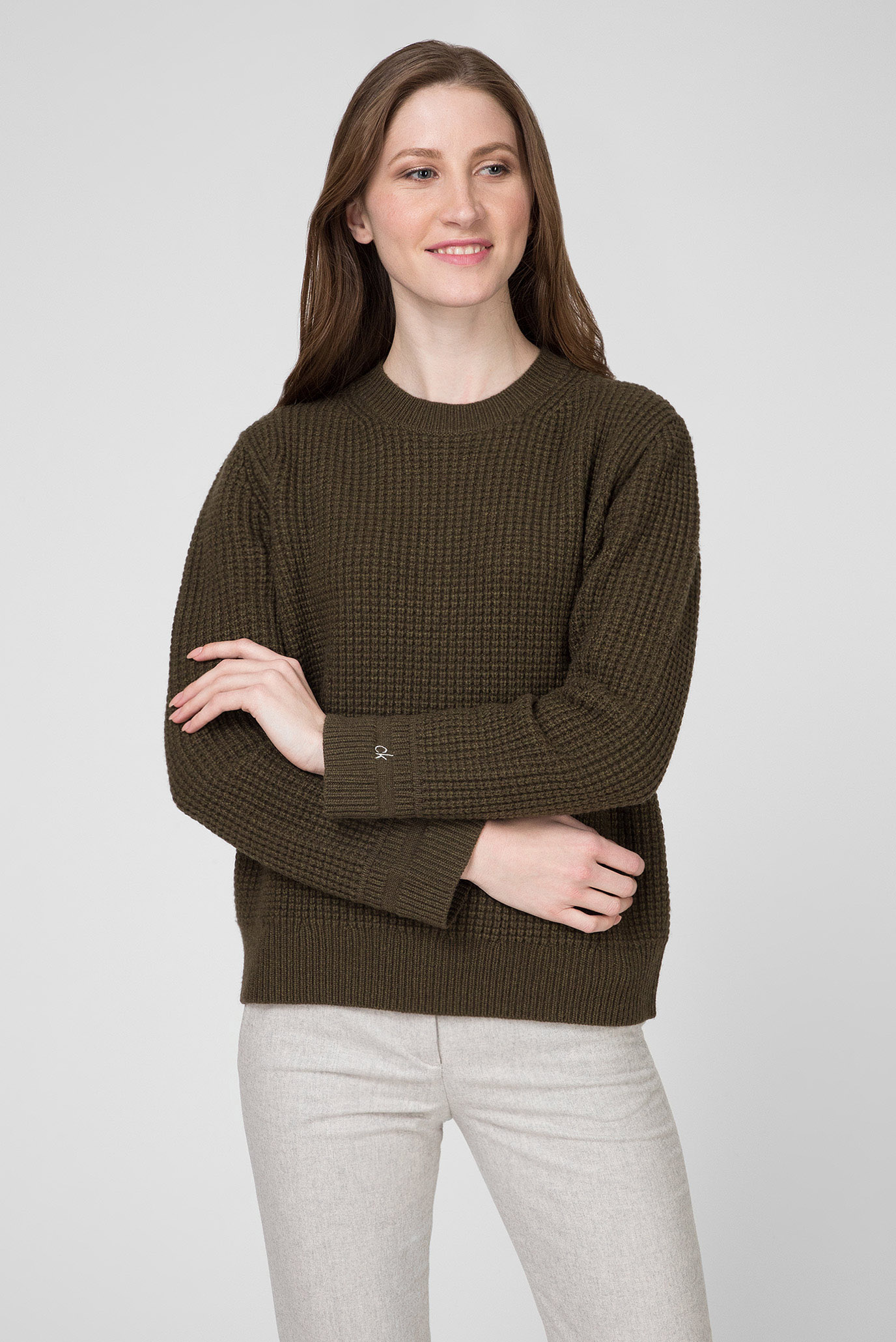 Женский темно-зеленый шерстяной свитер TEXTURE 1