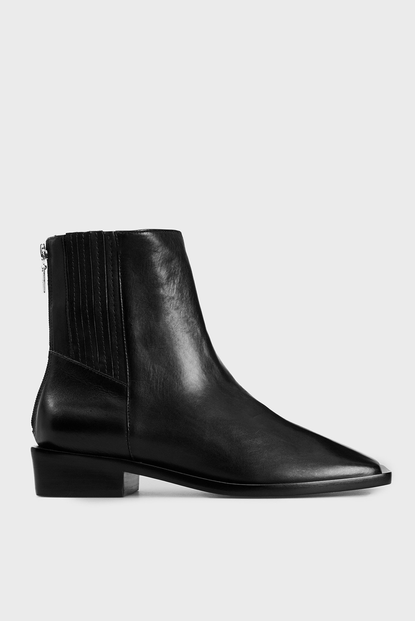 Женские черные кожаные ботинки 1