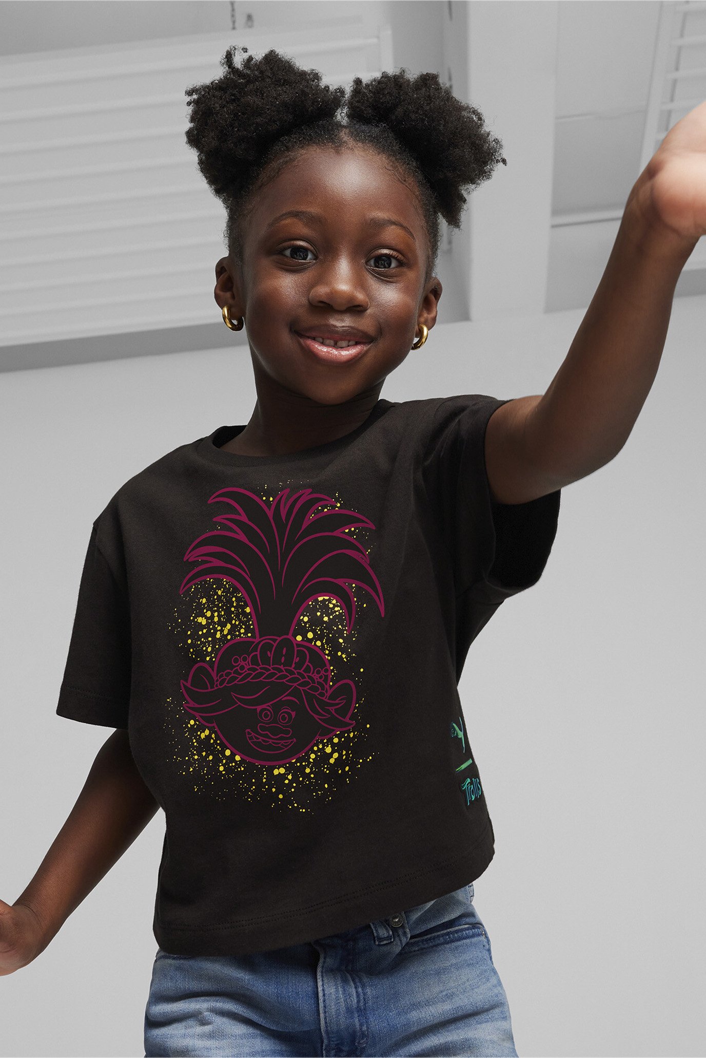 Детская черная футболка PUMA x TROLLS Kids' Graphic Tee 1