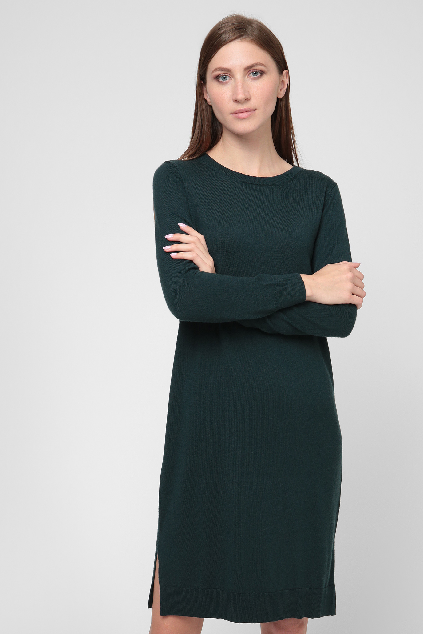 Женское темно-зеленое шерстяное платье MERINO WOOL 1