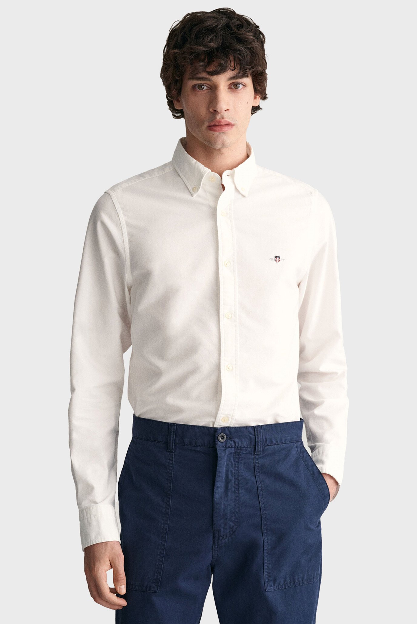 Мужская белая рубашка SLIM OXFORD 1