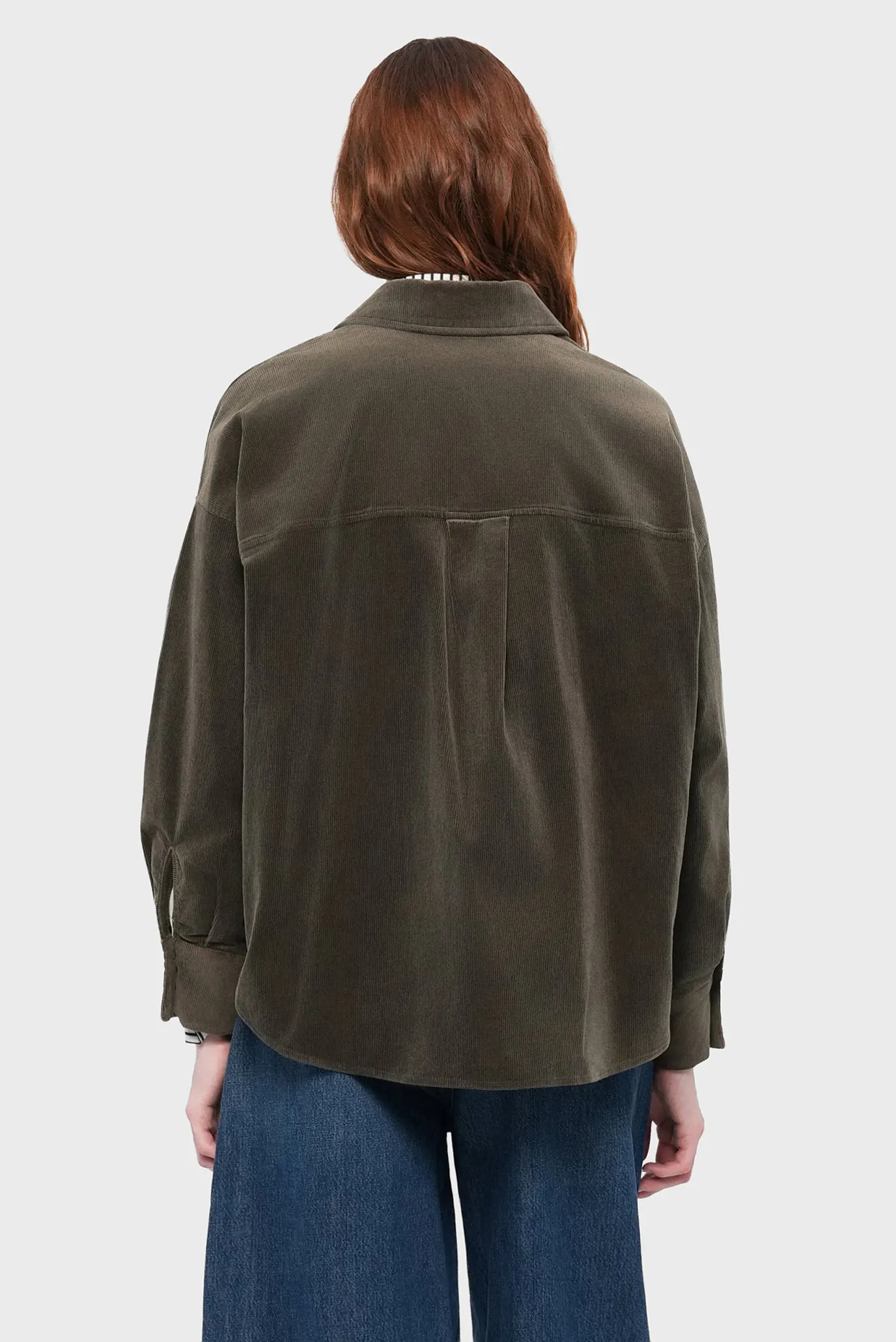 Женская темно-зеленая вельветовая рубашка LYNDARA 3